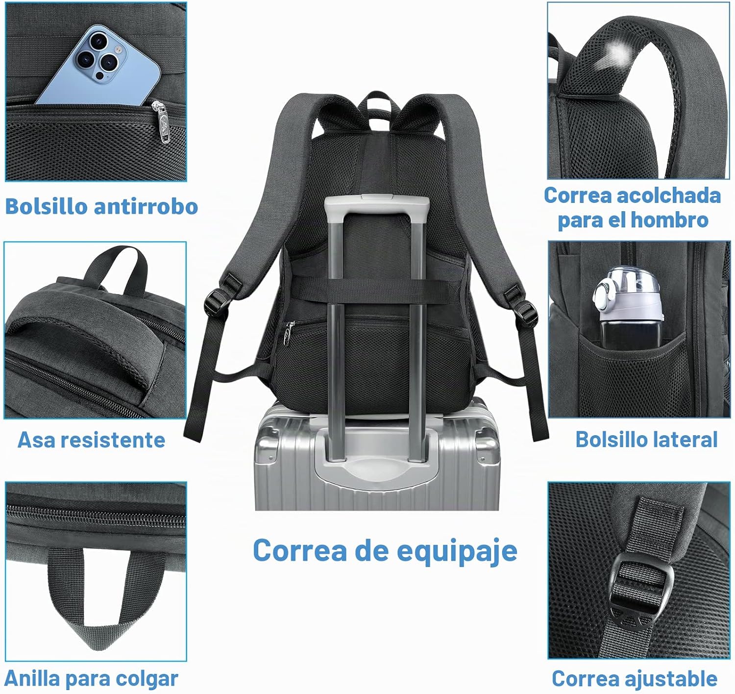 Thumbnail 4 de MATEIN Mochila portátil 17 pulgadas con compartimento térmico y puerto USB (TSA) – Negro