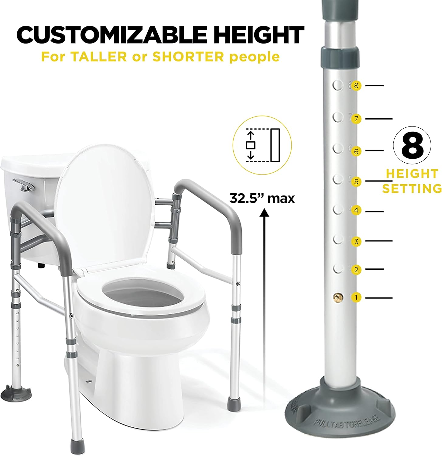 Thumbnail 3 de Medical king Toilet Safety Rail Adjustable 1 Stand Alone 🚽