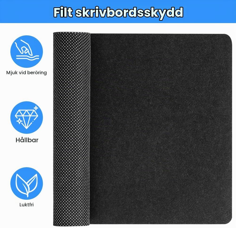 Thumbnail 3 de AUYAO 5527177 skrivbordsunderlägg i filt, 80 × 40 cm, halkfri undersida