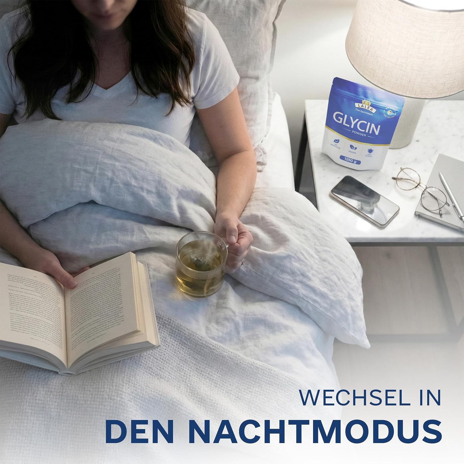 Detalle 2 de LALEA Glycin Pulver 500g – 100% reines L-Glycin, vegan, hochlöslich – Schlaf, Gelenke & Haut unterstützen