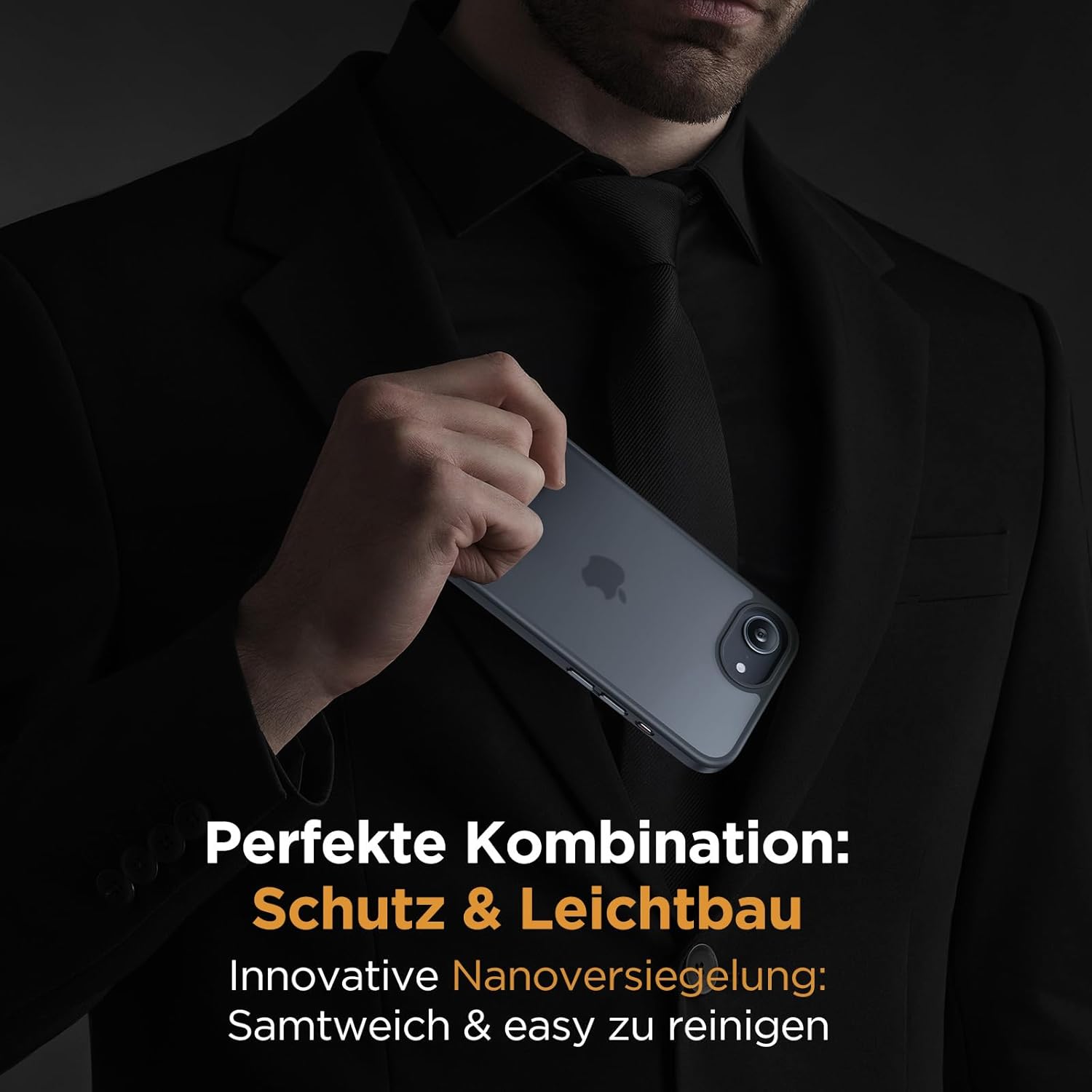 Thumbnail 3 de Miracase für iPhone 17e/16e: Stoßfeste Hülle mit 2× 9H+ Schutzglas (militärischer Fallschutz) & Magnetkraft, Matt Schwarz