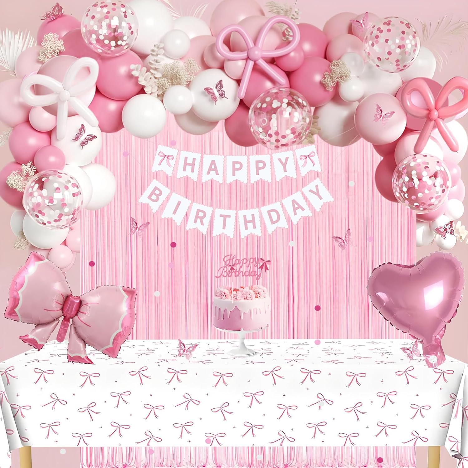 Thumbnail 6 de Pink Bow Birthday Decorations Kit