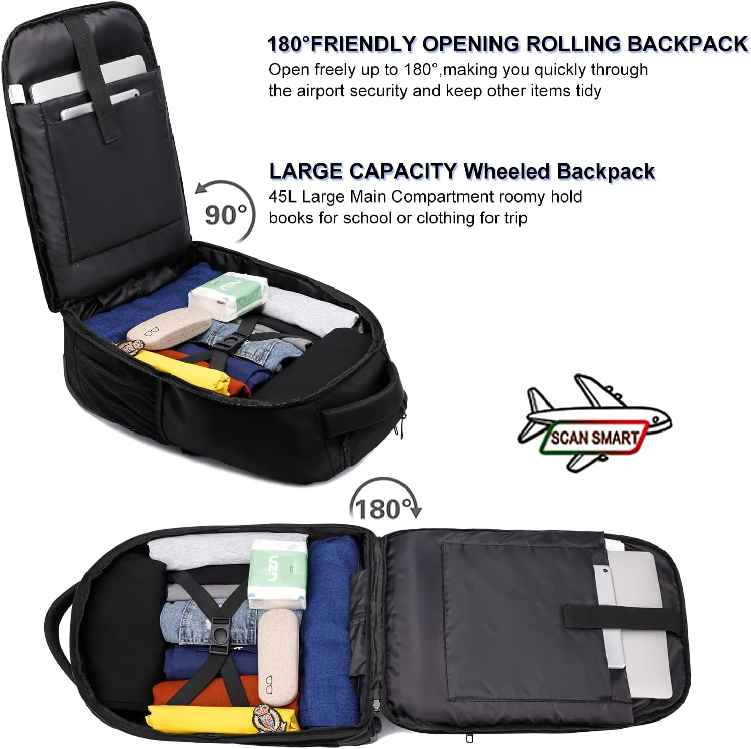 Detalle 1 de Laptop Trolley Rucksack 17 Zoll Schwarz