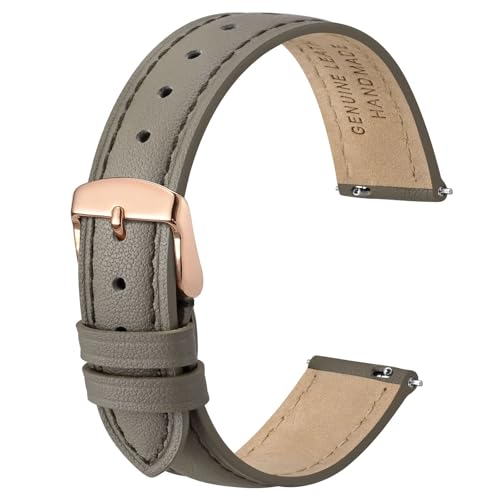 Detalle de ANBEER 20mm cinturino piatto in vera pelle con fibbia oro rosa – sostituzione rapida e stile senza tempo