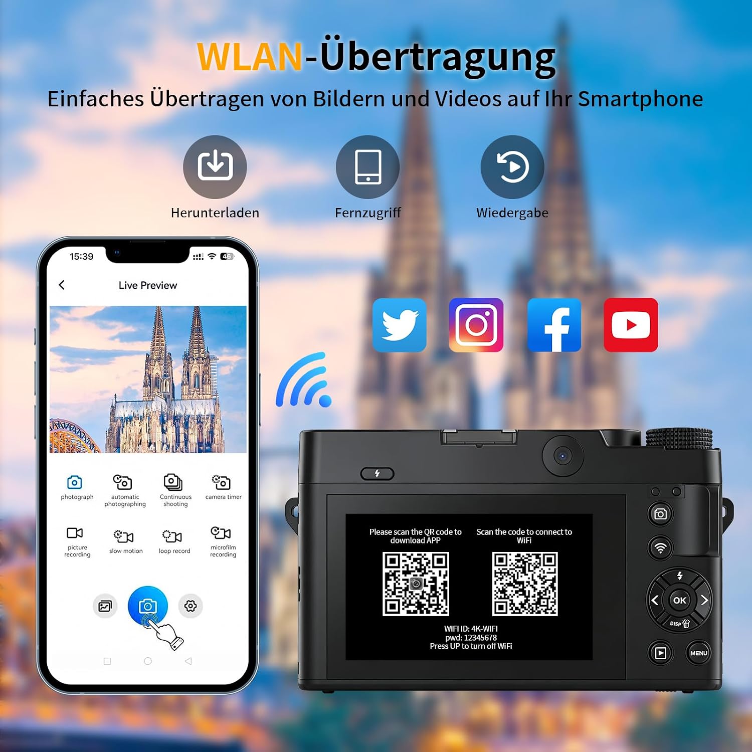 Thumbnail 6 de Digitalkamera 5K 75MP Dual-Kamera mit WLAN – ideal für Einsteiger mit Vlogging-Ansatz