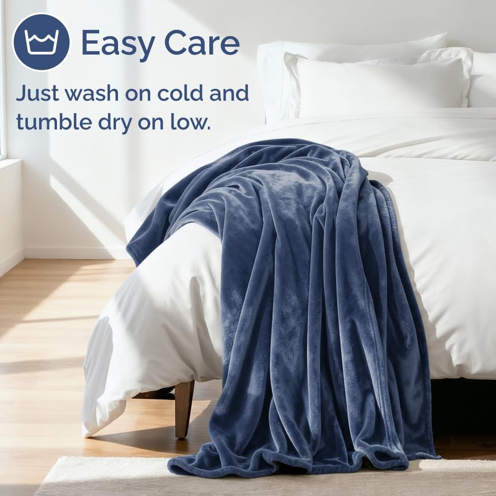 Thumbnail 4 de Ultra Soft Fleece Blanket Queen Size (Flannel Fleece Luxury) — Lightweight, Thick & Breathable in Washed Blue