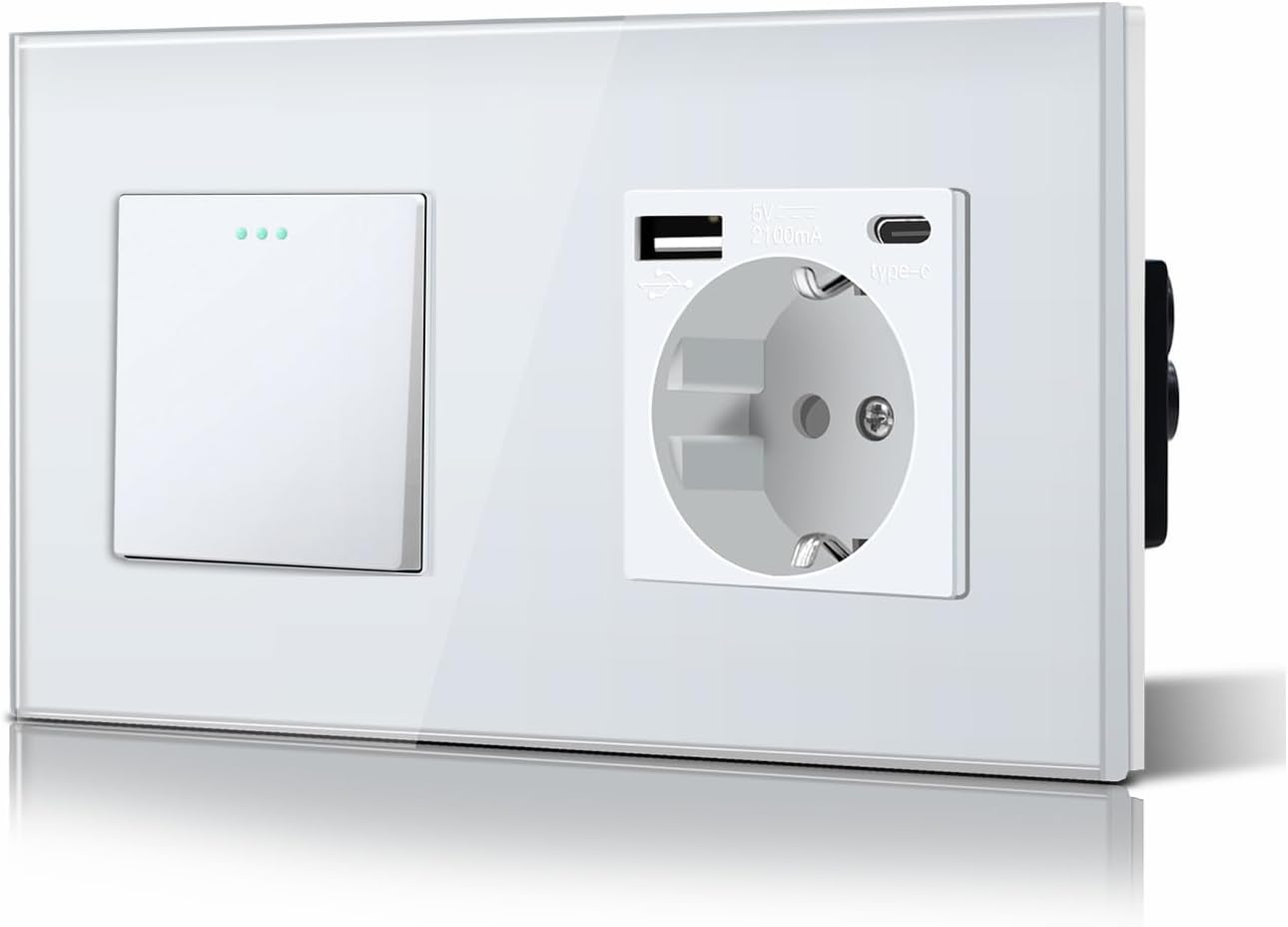 Detalle de BSEED Interruptor 1 Gang USB C Blanco
