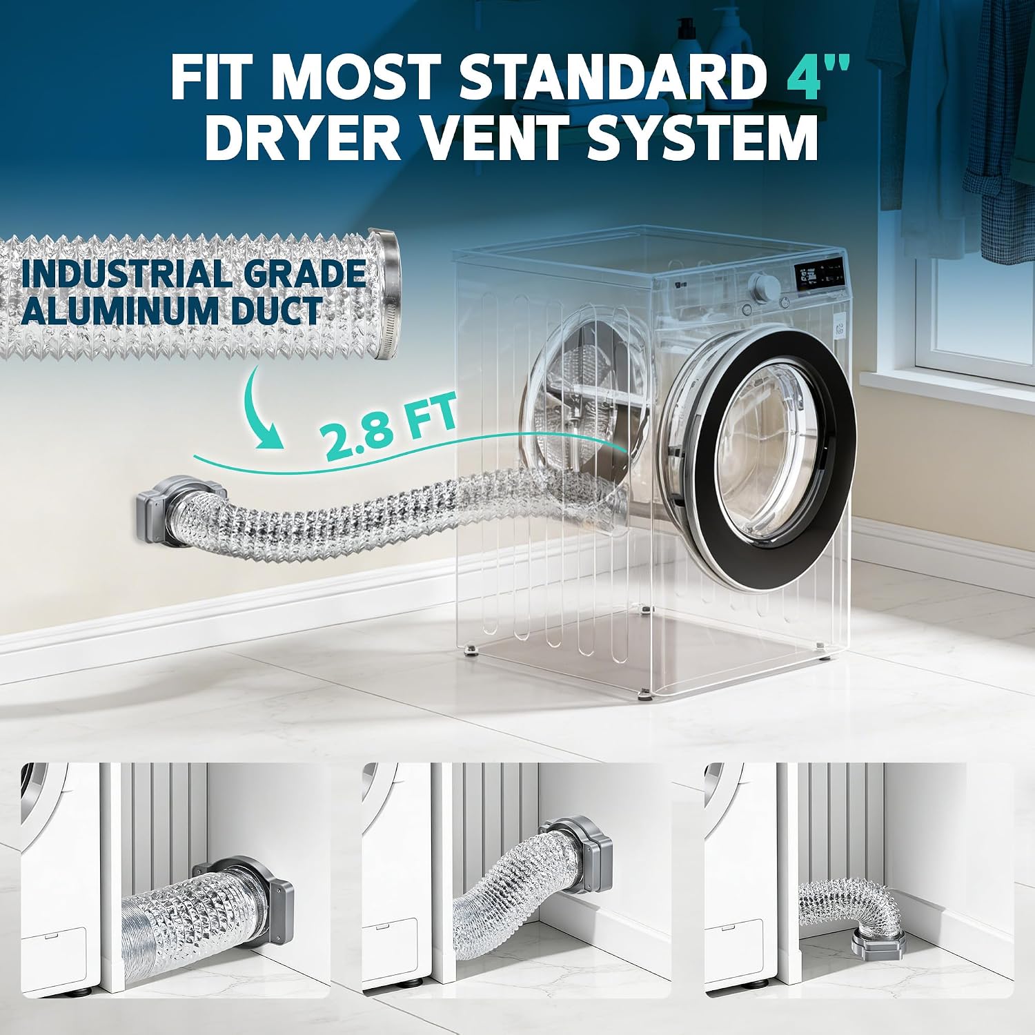 Thumbnail 6 de DryerEase 4-Inch Magnetic Dryer Vent Connector Kit with 2.6-ft Duct