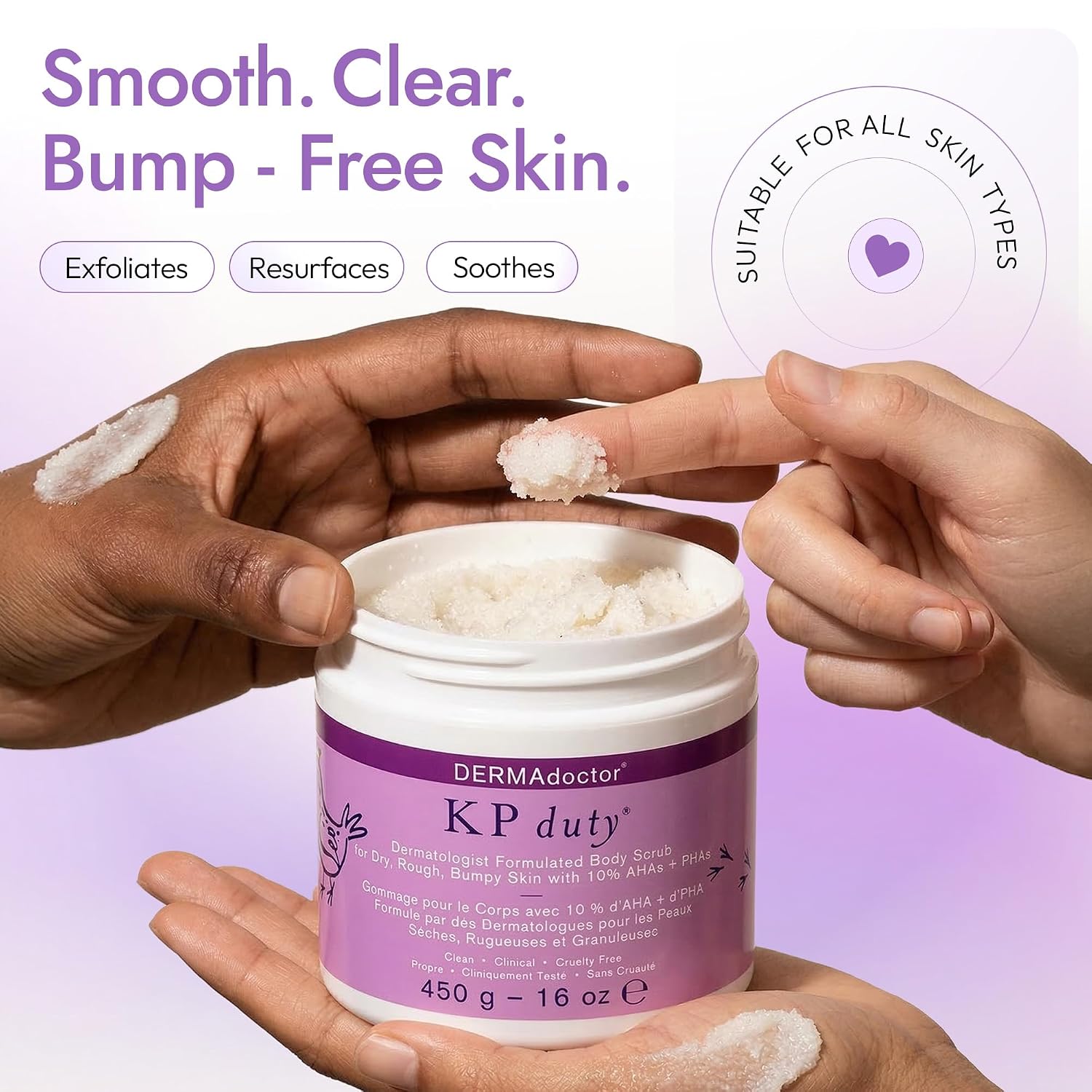 Detalle 2 de DERMAdoctor KP Bump Eraser Body Scrub with 10% AHAs + PHAs (Glycolic & Lactic acids) — 16 fl oz