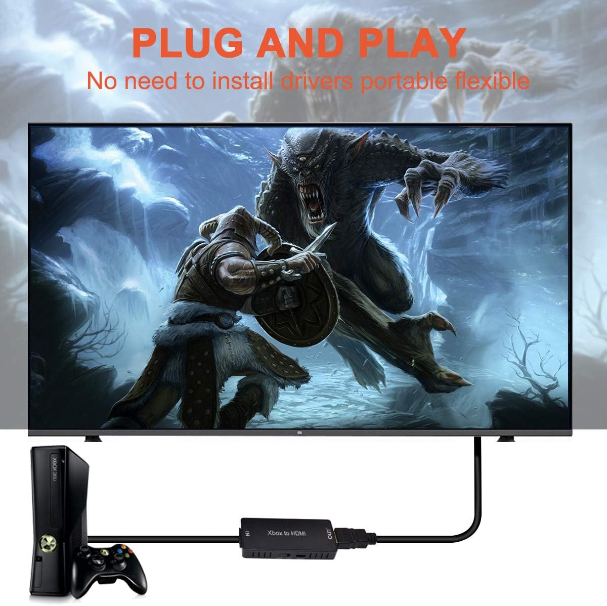 Detalle 2 de Y.D.F Xbox 360 HDMIコンバーター|720p/1080p対応、Xbox 360・Slim対応
