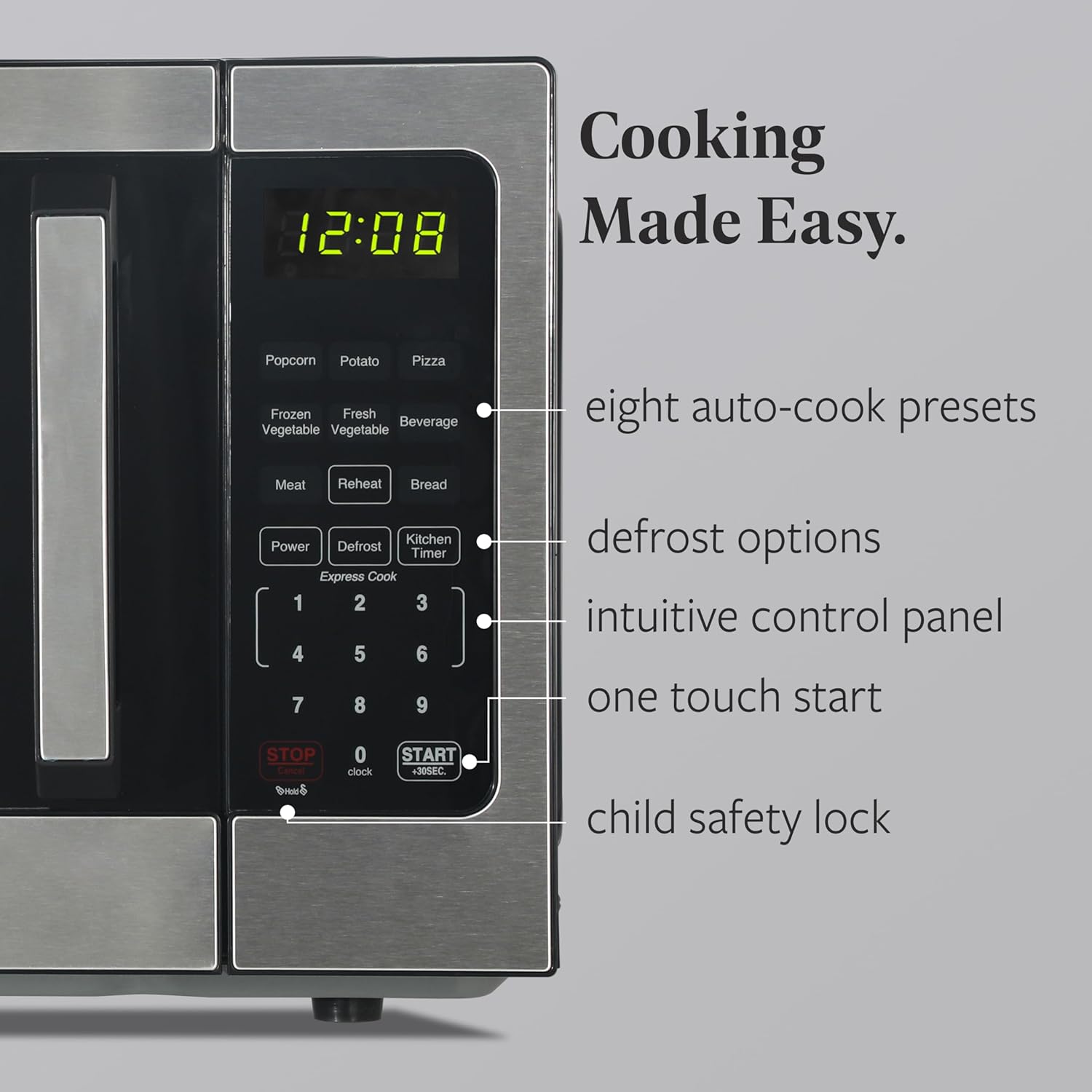 Thumbnail 2 de Farberware 0.9 Cu. Ft. Countertop Microwave Oven — 900W, Auto Cook Settings, Defrost, Easy Clean, Child Safety Lock (Stainless Steel)
