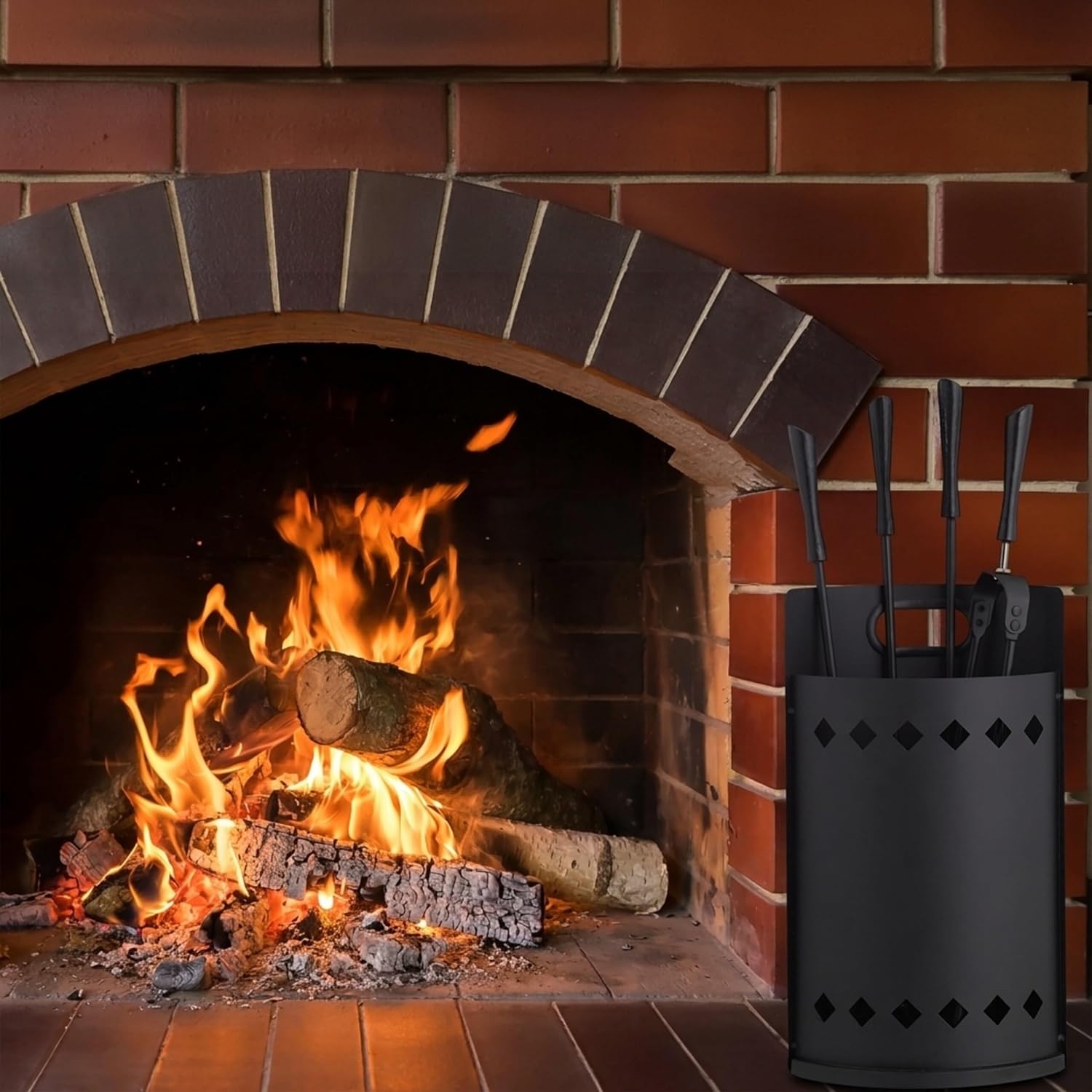 Thumbnail 1 de Relaxdays 10033831 Fireplace Tool Set, 5-Piece, Matt Black