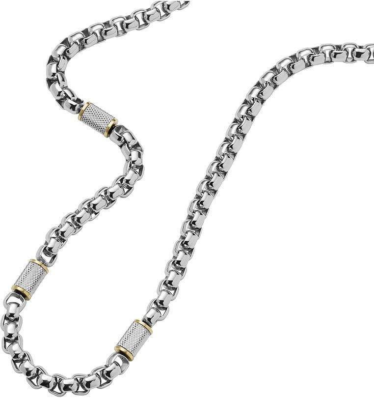 Thumbnail 2 de Fossil Collana a catena da uomo in acciaio inox con chiusura a moschettone bicolore lucido