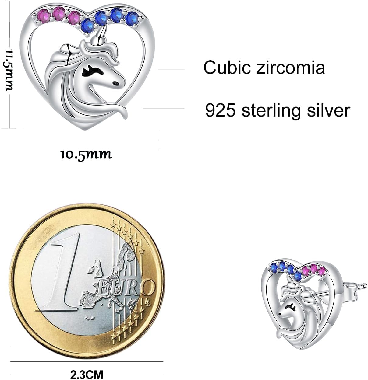 Detalle de J.MOULIN Ohrringe 925 Sterling Silber – Einhorn Ohrstecker aus Sterlingsilber als bedeutungsvolles Geschenk