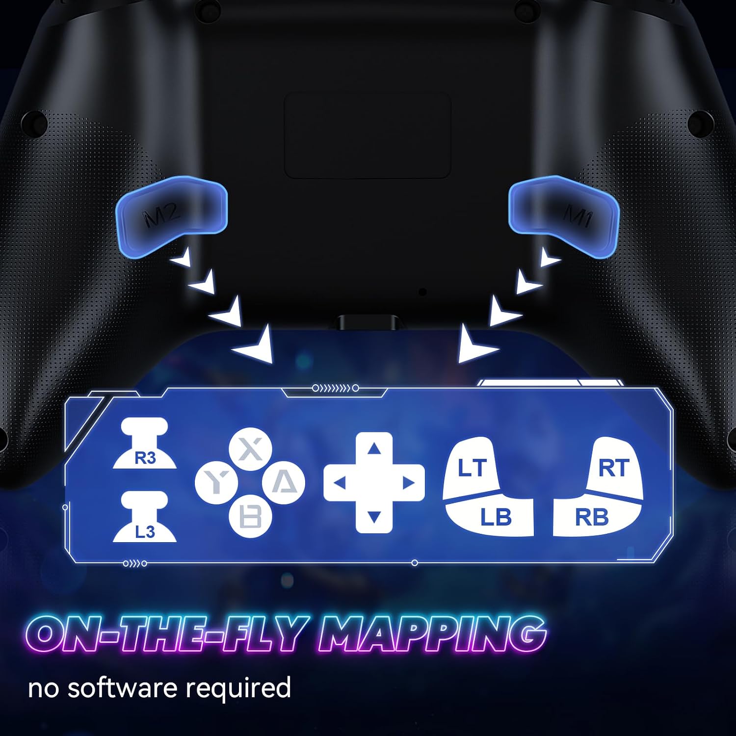Thumbnail 5 de Lapezi RGB Wireless Controller für Switch, Switch OLED/Lite und PC – Bluetooth Gamepad mit Hall-Effekt-Sticks, Rückenpaddeln und Turbo