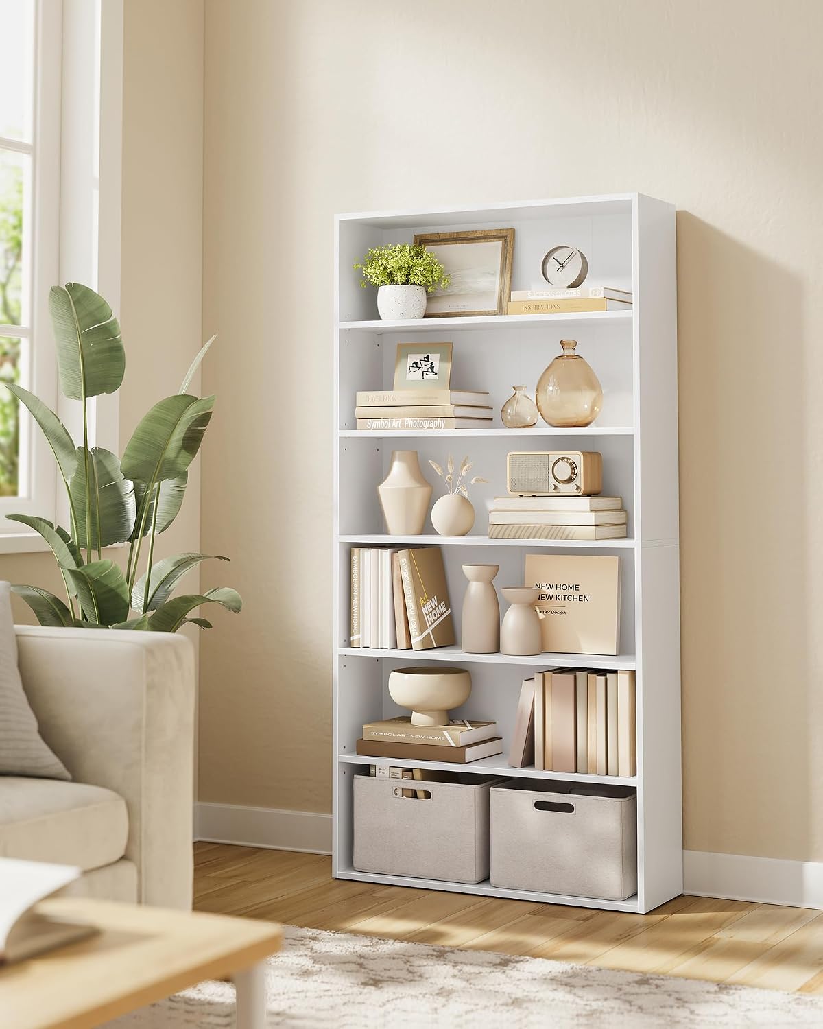 Detalle de VASAGLE Collection 6-Tier Cube Bookcase (Cloud White, 24 x 80 x 160.7 cm) CUSTOS LBC412W01