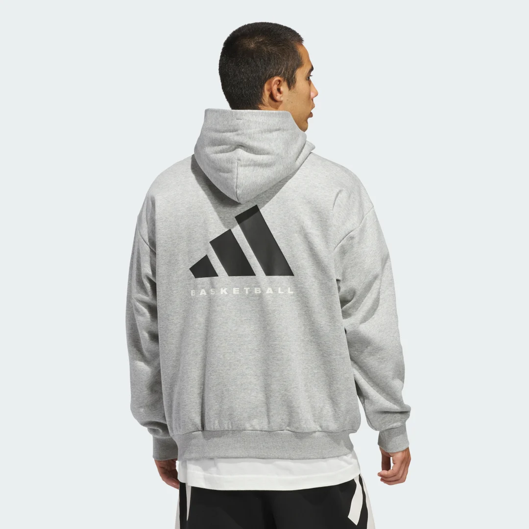 Detalle de Sudadera con capucha adidas Basketball Fleece (Género neutro) – Gris