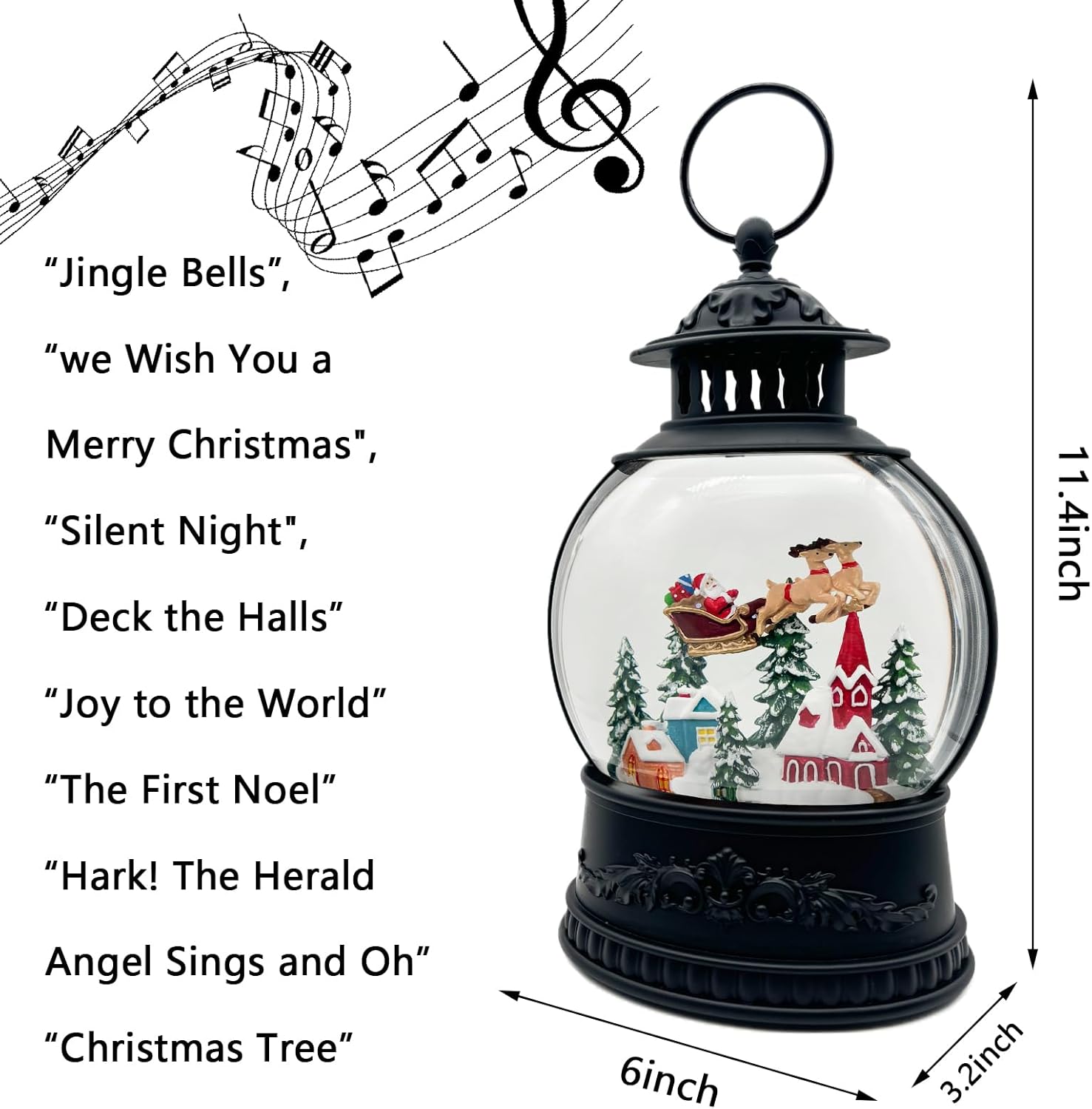 Thumbnail 5 de AOMIL Christmas Snow Globe Lantern with Music ๐