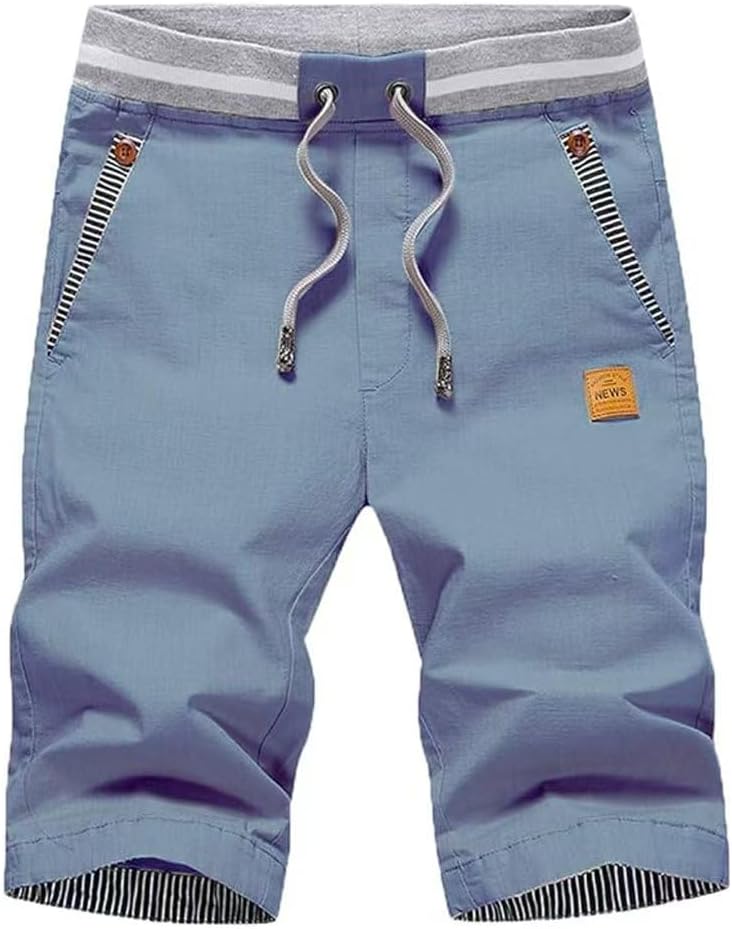Detalle de ZOXOZ Mens Shorts Summer Casual Cotton with Drawstring Elastic Waist Pockets