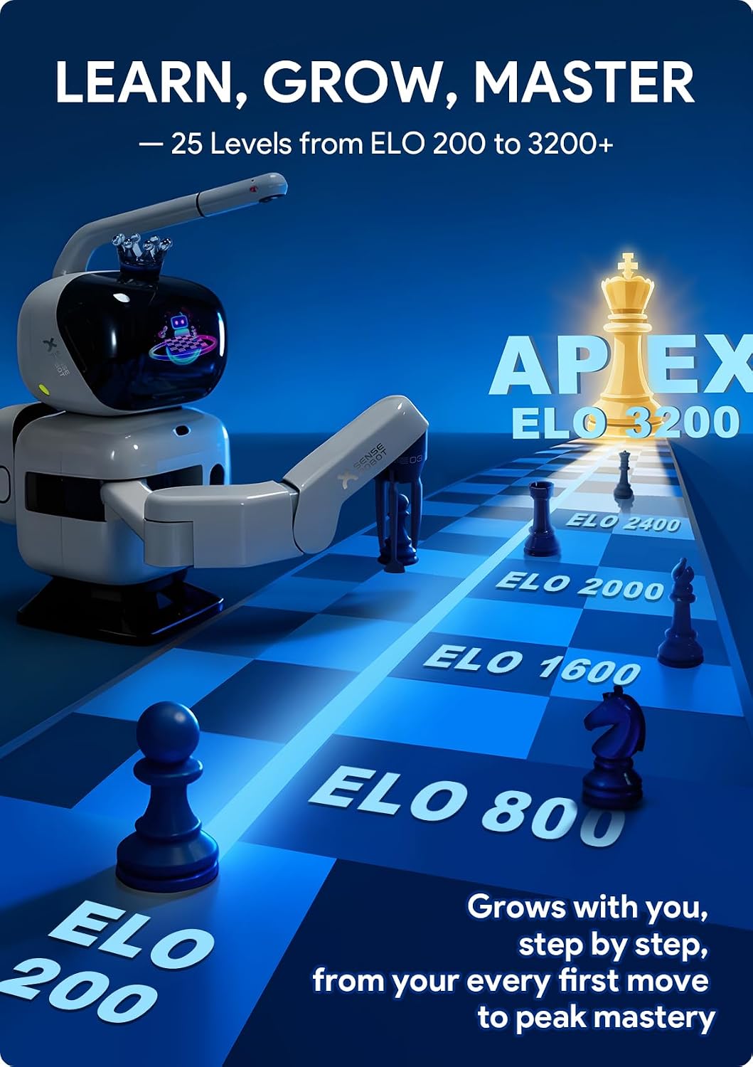 Detalle de Sense Robot AI Chess Robot with Robotic Arm (25 AI levels, 1200+ exercises) with Lichess integration