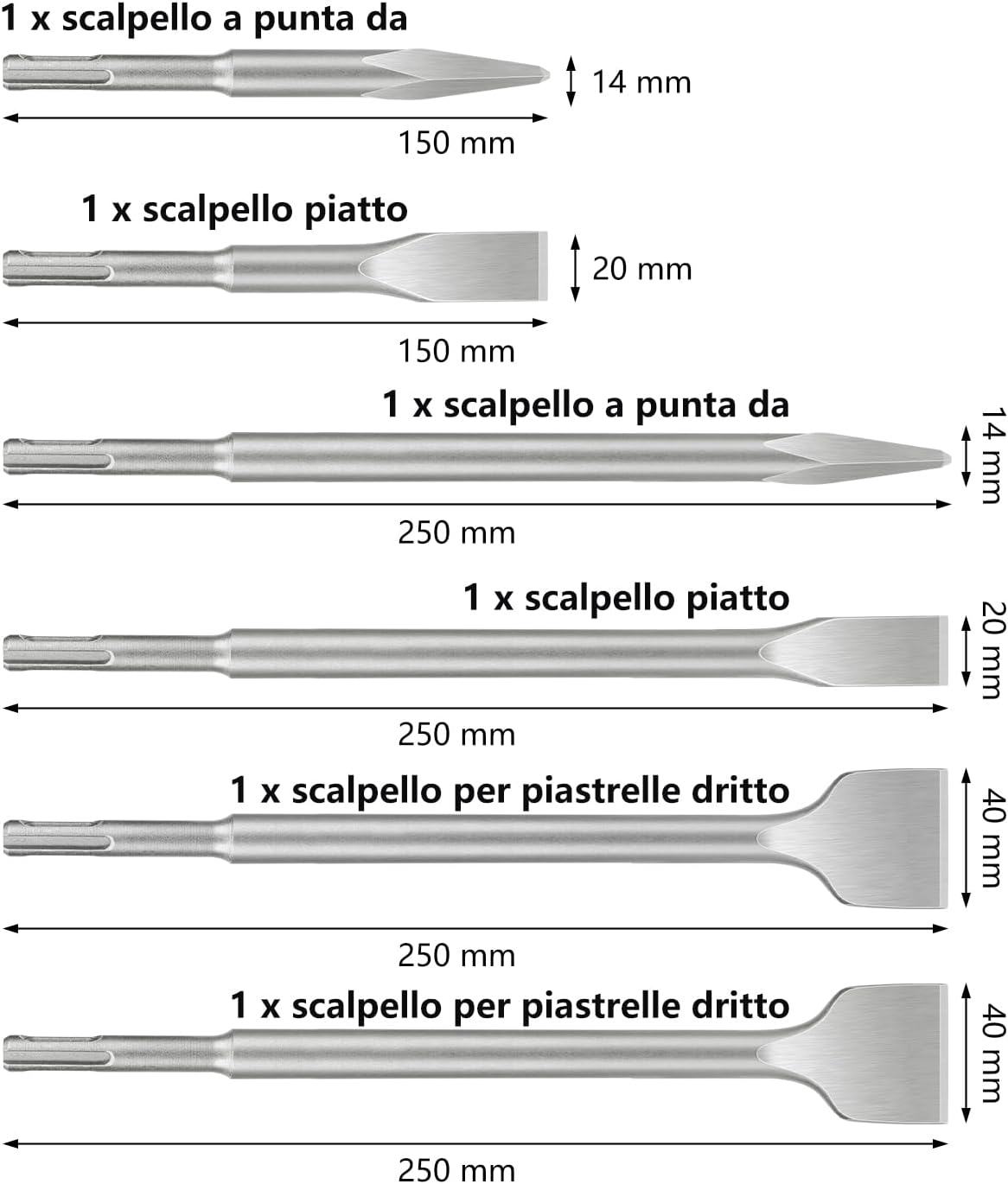 Thumbnail 1 de Lytool Set 6 Scalpelli SDS-Plus 🛠