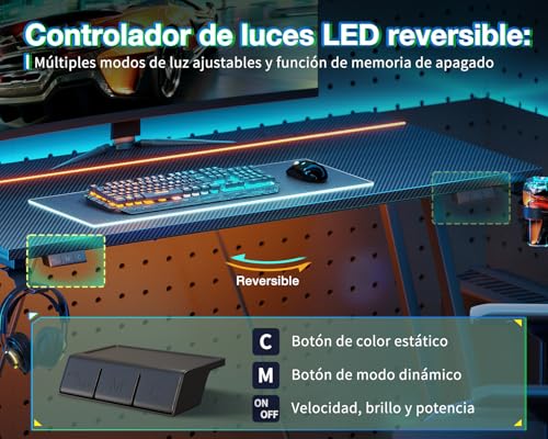 Thumbnail 4 de ODK Mesa Gaming 80×50 cm con luces LED