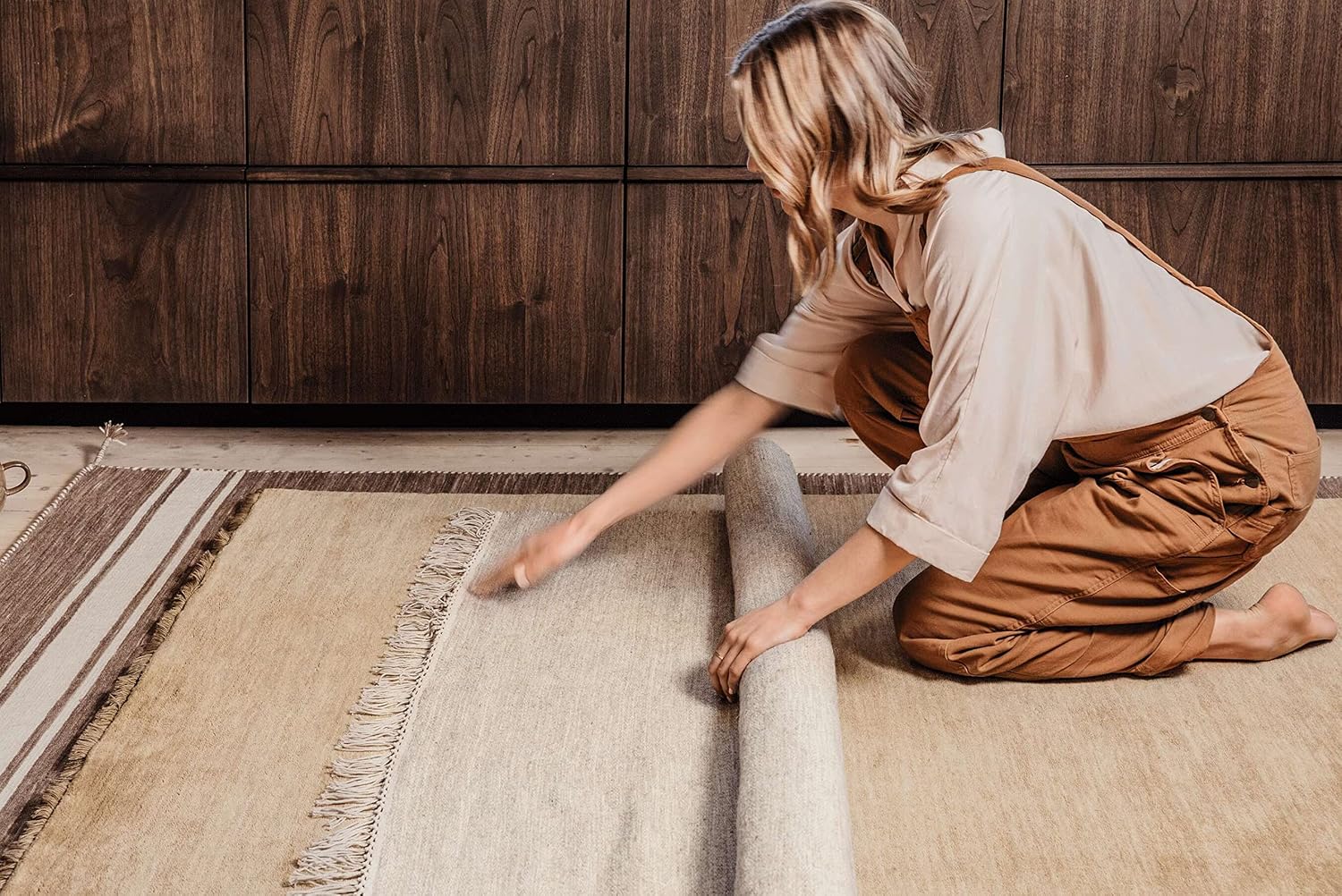 Detalle de RugVista Melange loper 80 x 300 cm, beige, handgeweven en omkeerbaar