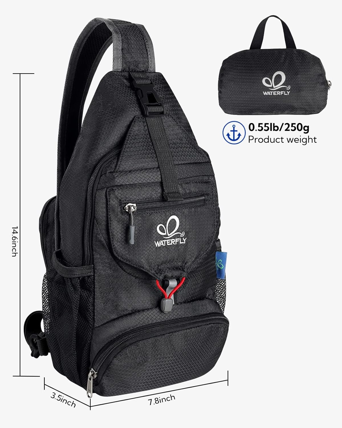 Thumbnail 1 de Waterfly Waterfly Brusttasche Sling Bag Klein – faltbare Crossbody- und Sling-Tasche für Reisen, Wandern & Alltag