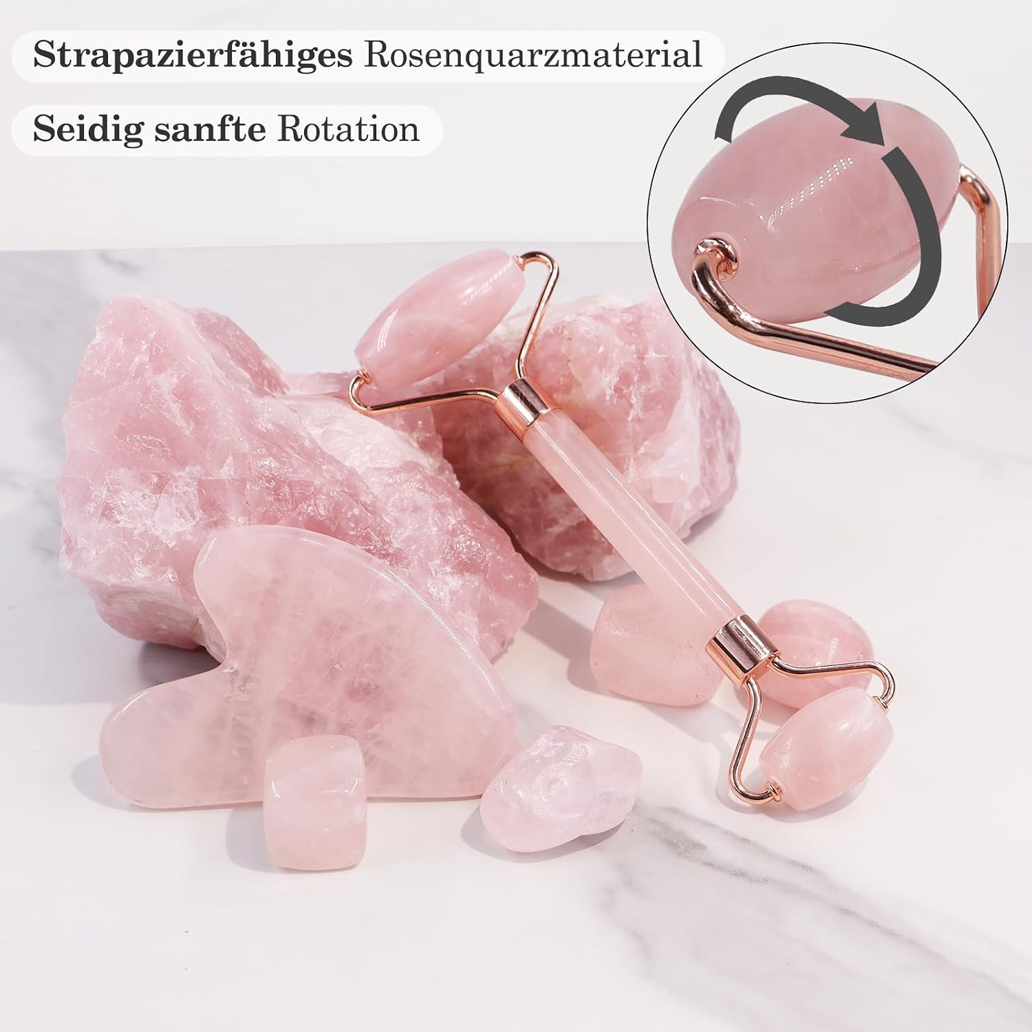 Detalle 2 de GUGUG Rosenquarz Roller und Gua Sha Set