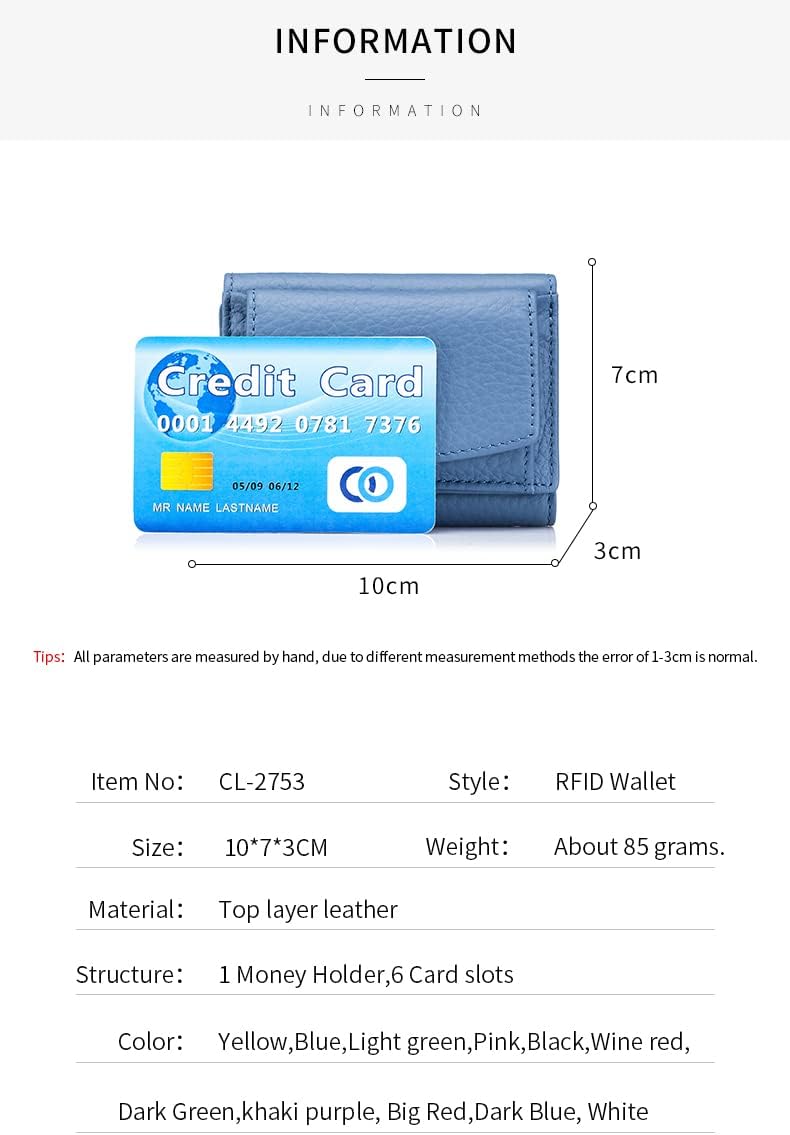 Thumbnail 2 de ZhaoCo kleine Geldbörse Damen mit Münzfach aus Echtleder – Mini Portemonnaie mit RFID-Schutz, Blau
