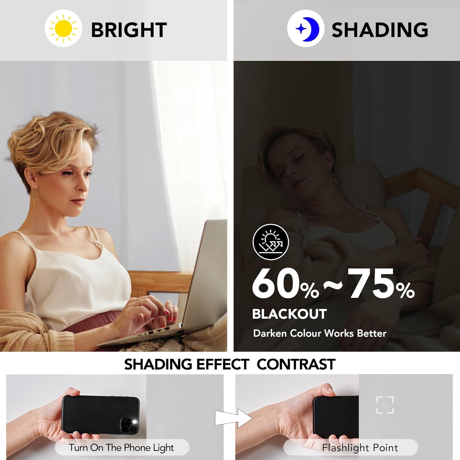 Thumbnail 4 de Deconovo Tende oscuranti per interni con anelli, 2 pezzi 140x270 cm, grigio perla