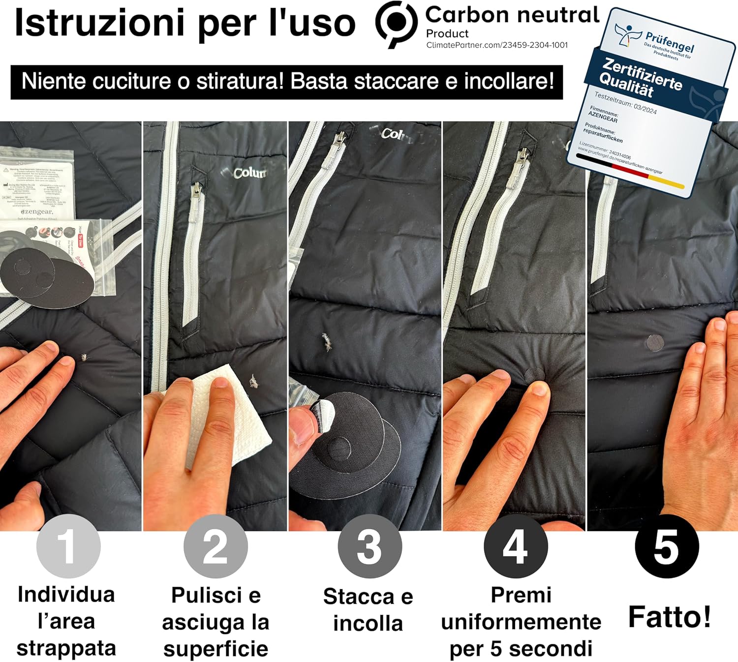 Detalle de aZengear Toppe di riparazione autoadesive impermeabili (11 pezzi) per piumini, tute da sci, scarpe e tappezzeria