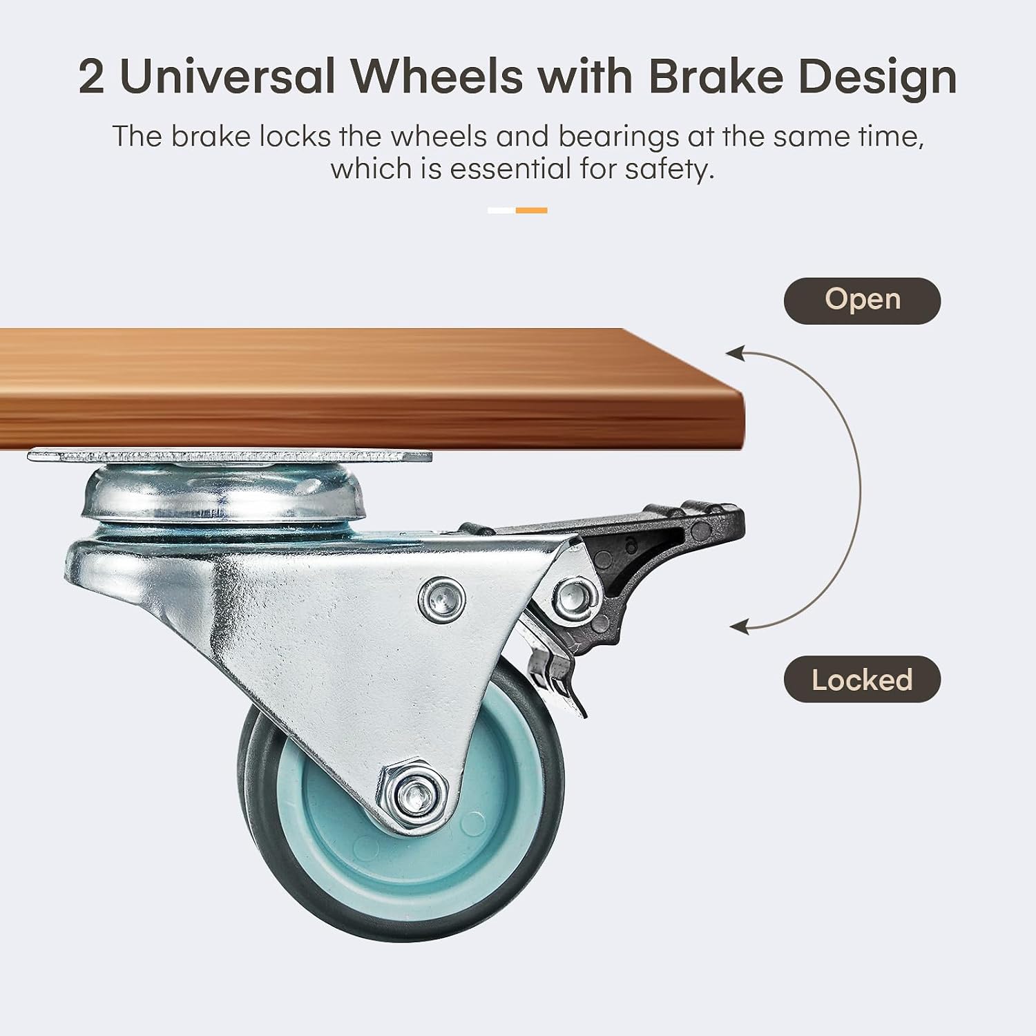 Detalle 2 de LIFERUN 8 x 50 mm Heavy-Duty Swivel Castors with Brakes