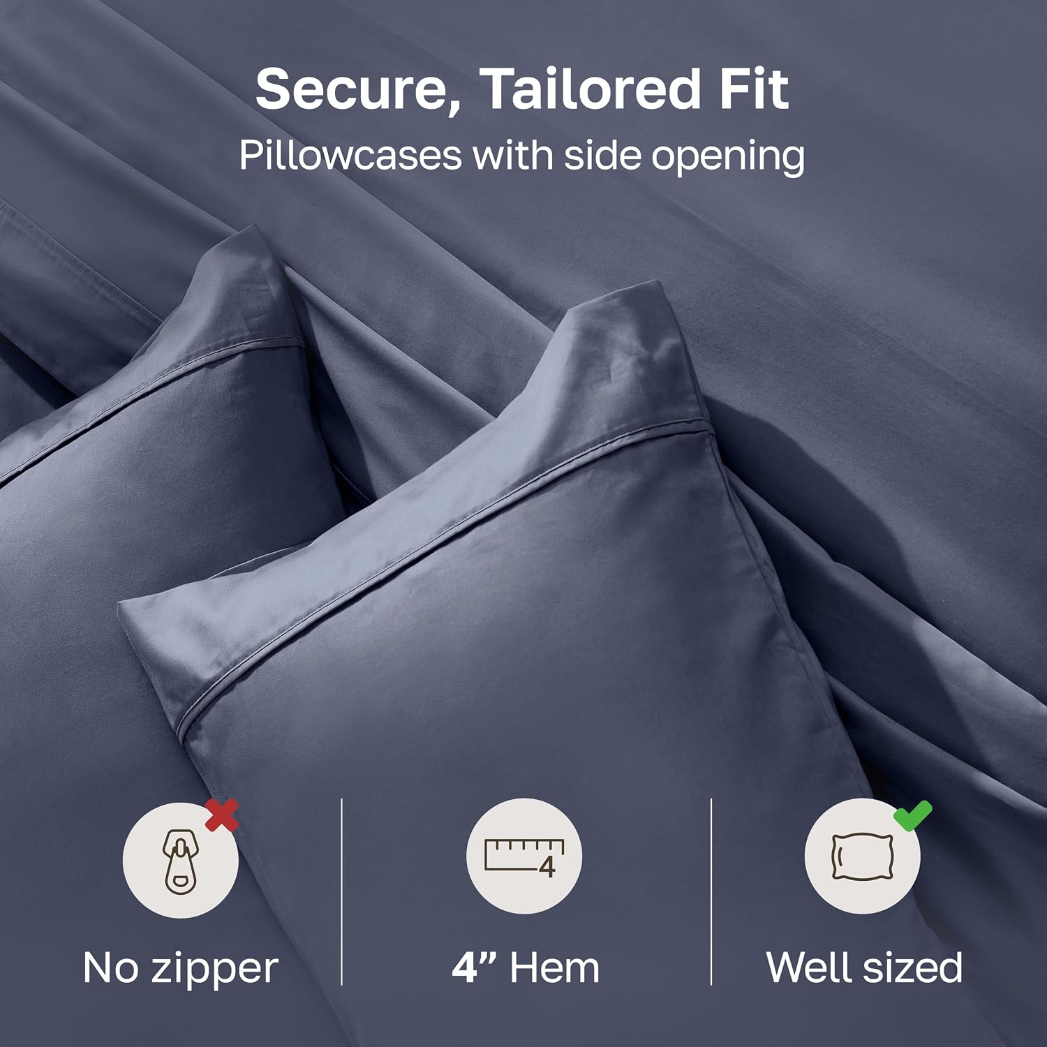 Detalle 2 de California Design Den King Cotton Sateen Pillowcases, 400 Thread Count, Set of 2