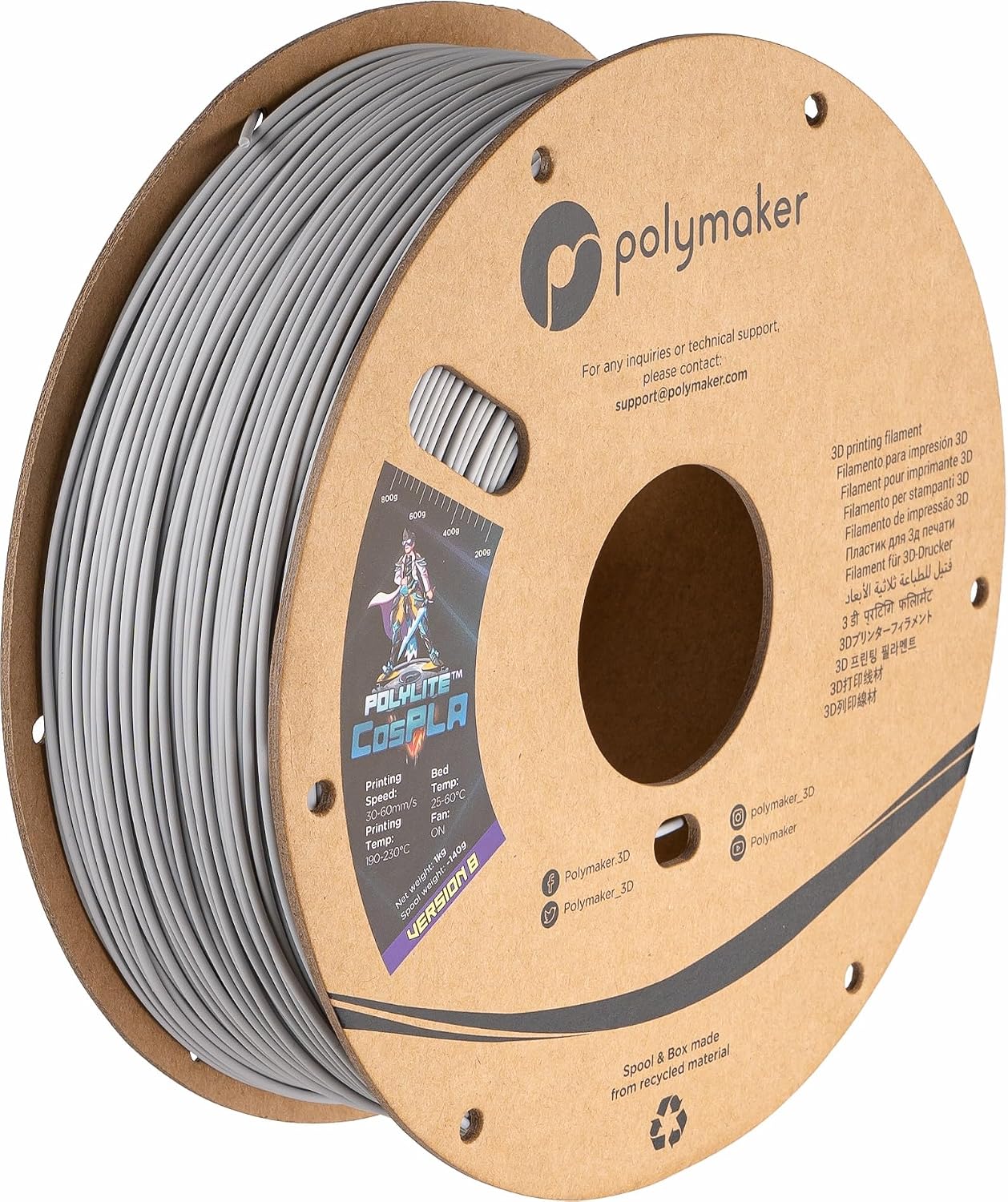 Thumbnail 4 de Polymaker PolyLite CosPLA Version A PLAフィラメント 1.75mm・1kg、研磨しやすく塗装向き
