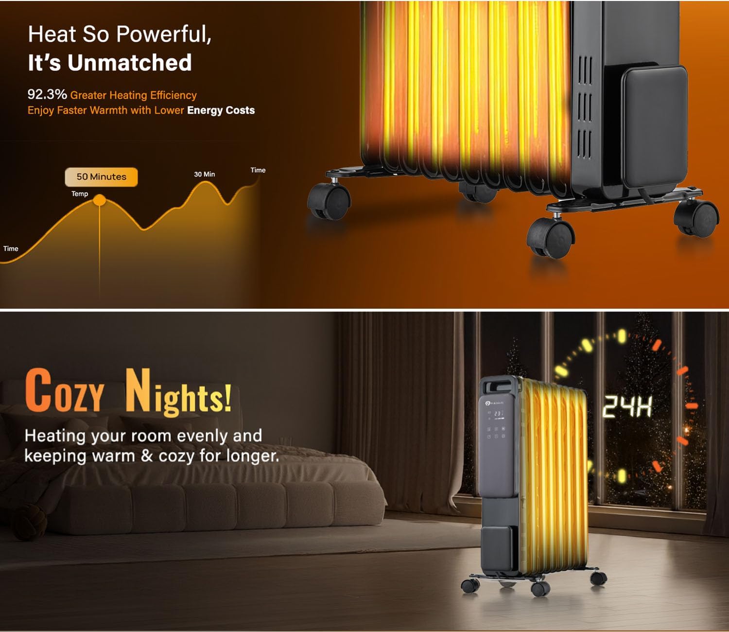 Thumbnail 6 de PureMate 2500W oil-filled radiator with timer