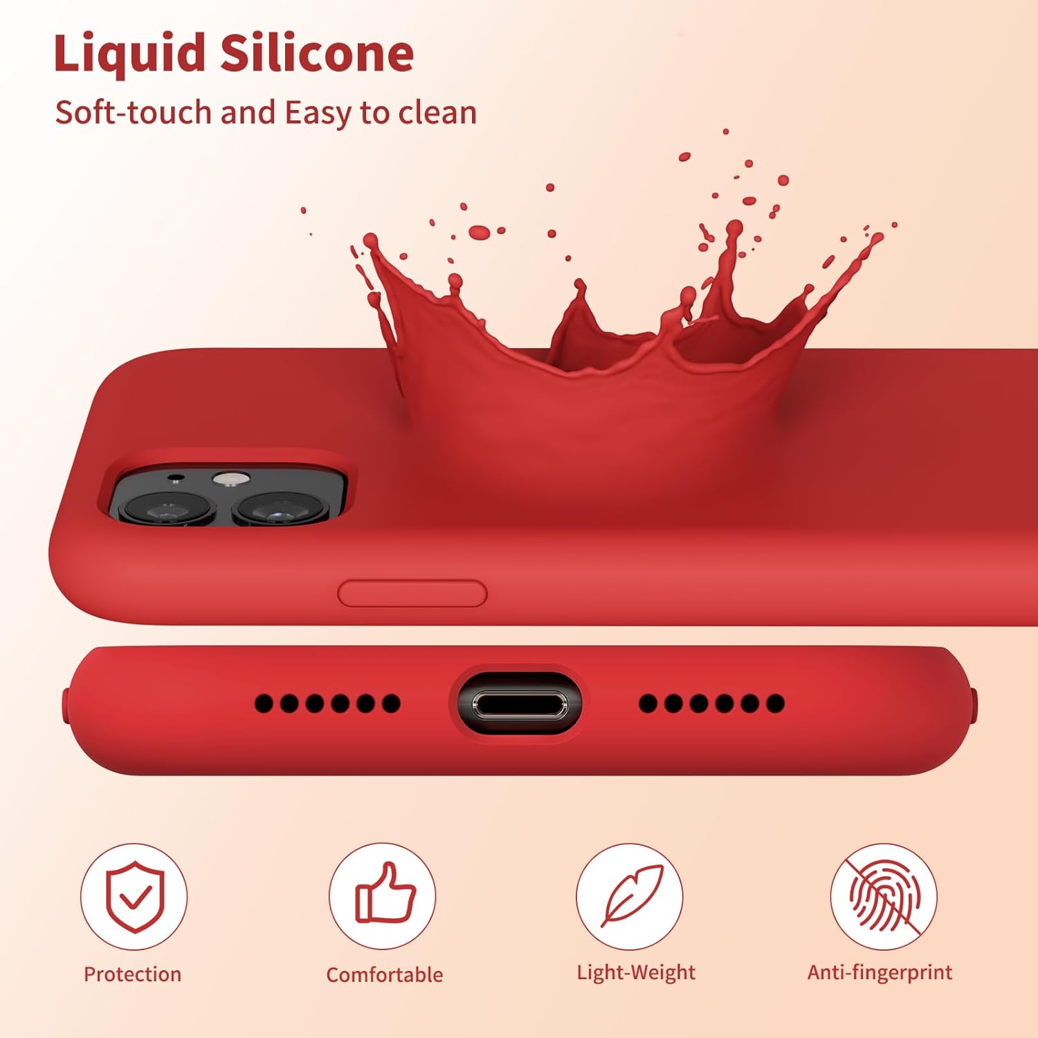 Thumbnail 2 de TAXXOE Liquid Silicone Case for iPhone 11 (6.1in) - Soft Ultra Slim Red