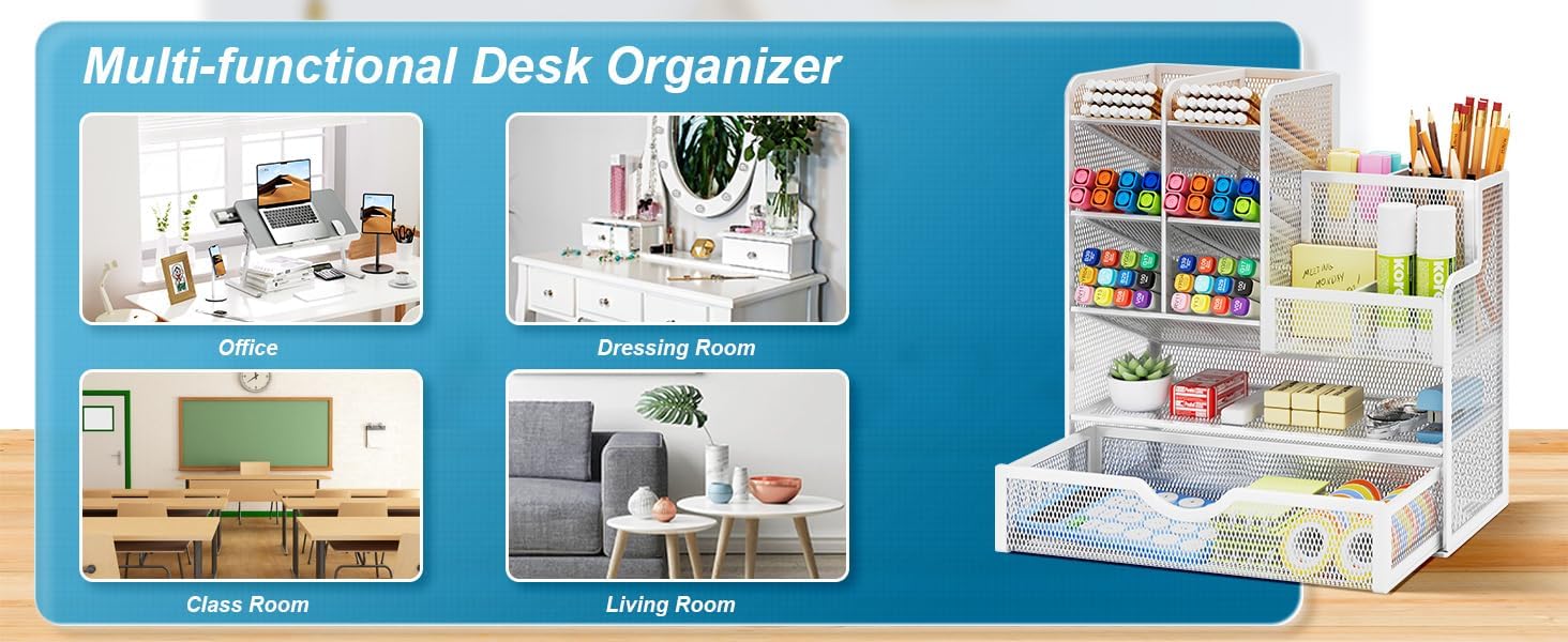 Thumbnail 6 de Marbrasse Netz Schreibtisch-Organizer 26×23×10 cm 🗂️