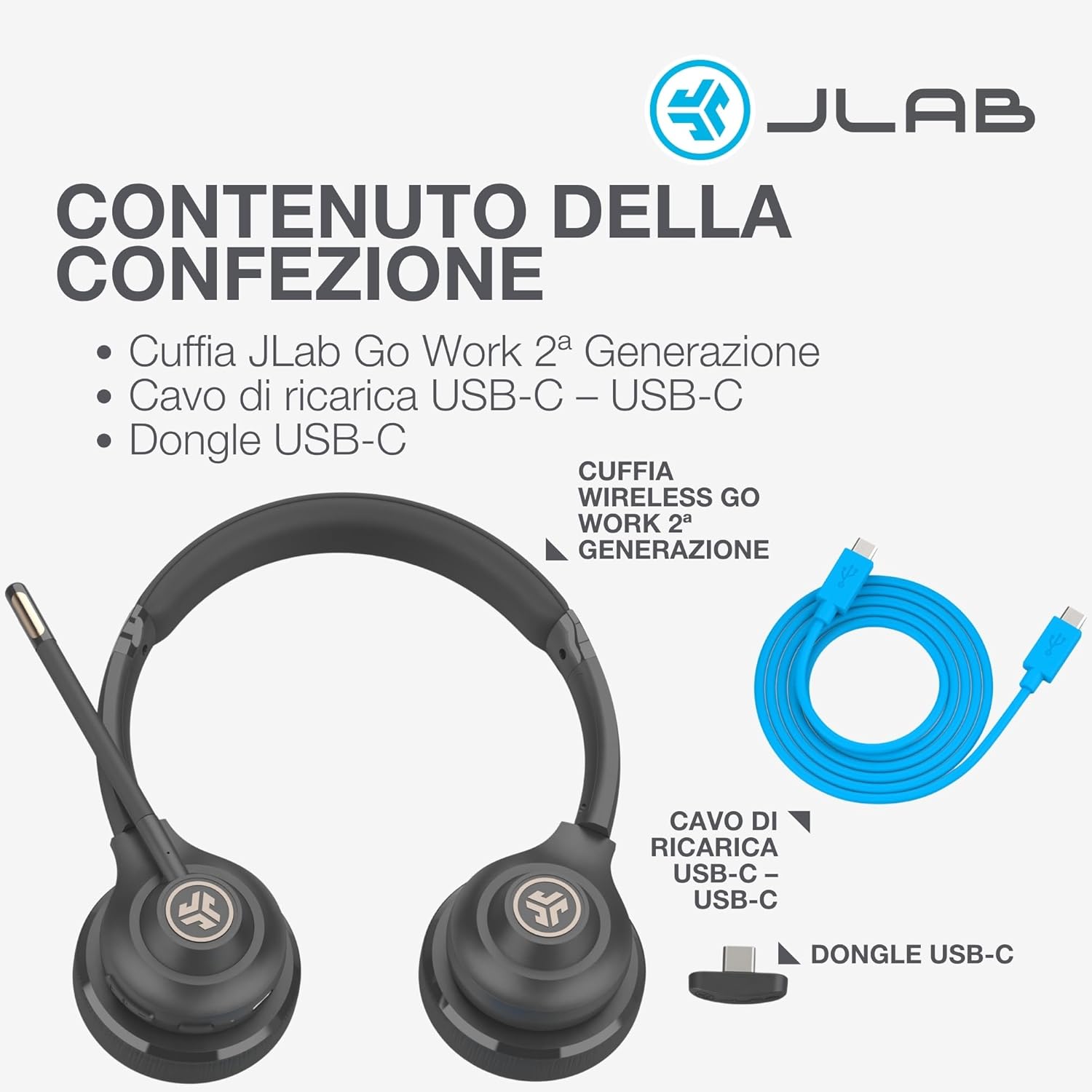 Thumbnail 6 de JLab Go Work cuffie wireless 2ª generazione, 55+ ore