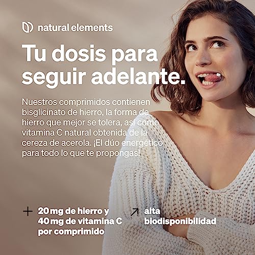 Thumbnail 2 de Natural Elements Suplemento de Hierro con 40 mg Vitamina C (bisglicinato) – 240 comprimidos veganos