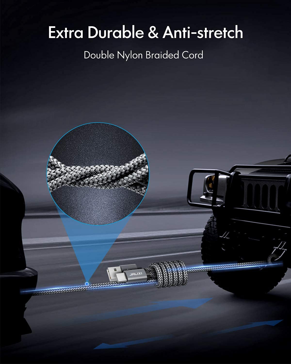 Thumbnail 4 de JALIXI USB-C Charger Cable 1m (2-Pack) – Fast 3A USB to USB-C, Nylon Braided, 480 Mbps USB 2.0 for Samsung Galaxy Z Fold/Flip