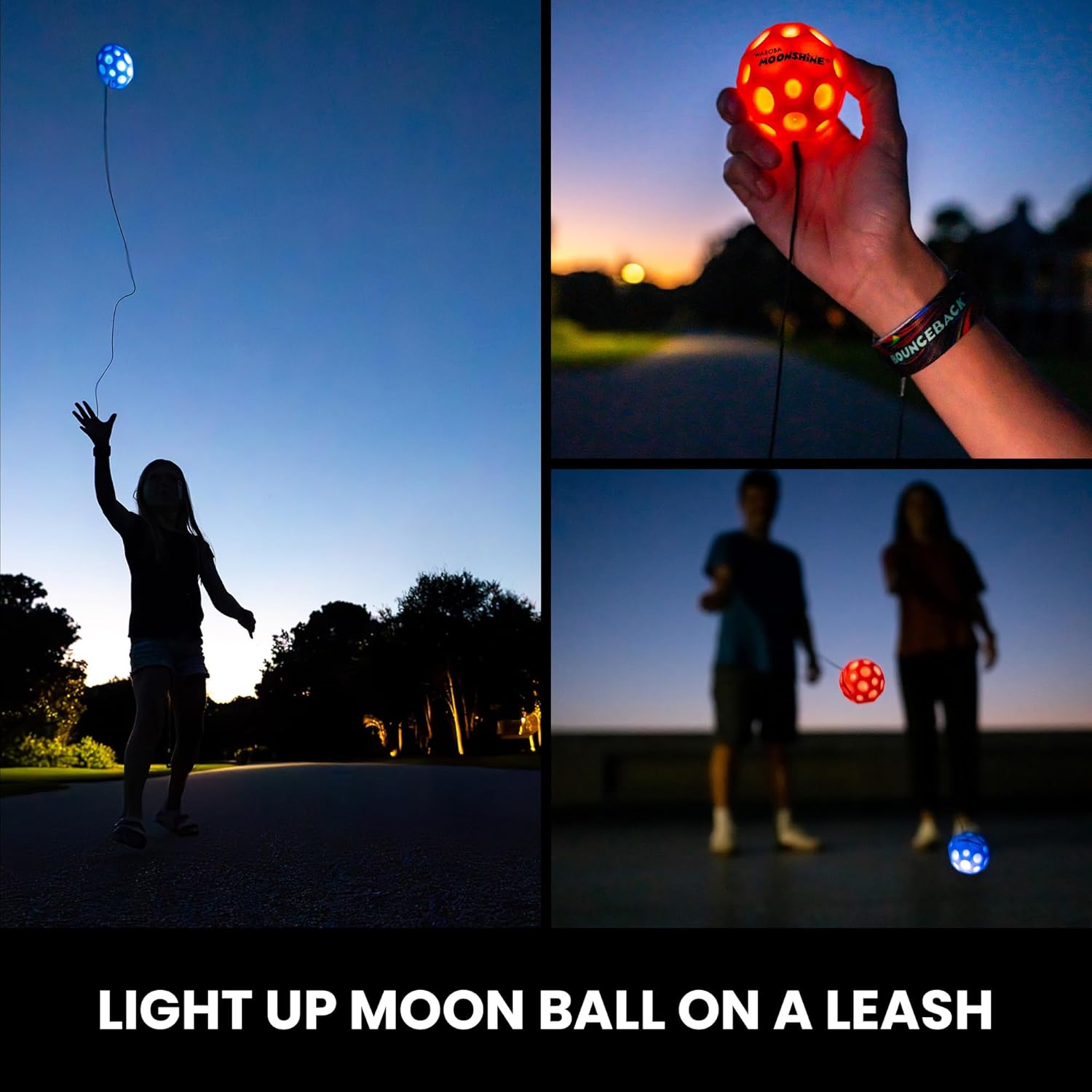 Detalle de Waboba LED Bounceback Moon Ball with Wrist Strap (Blue)