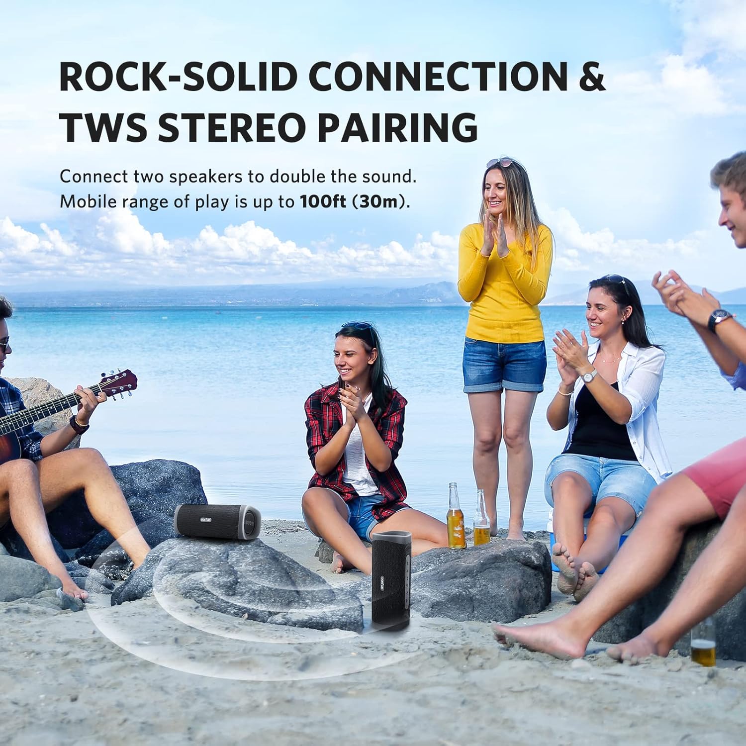 Detalle de EarFun UBOOM L: 28W Portable Speaker with IP67, Dual Pairing & Low Latency