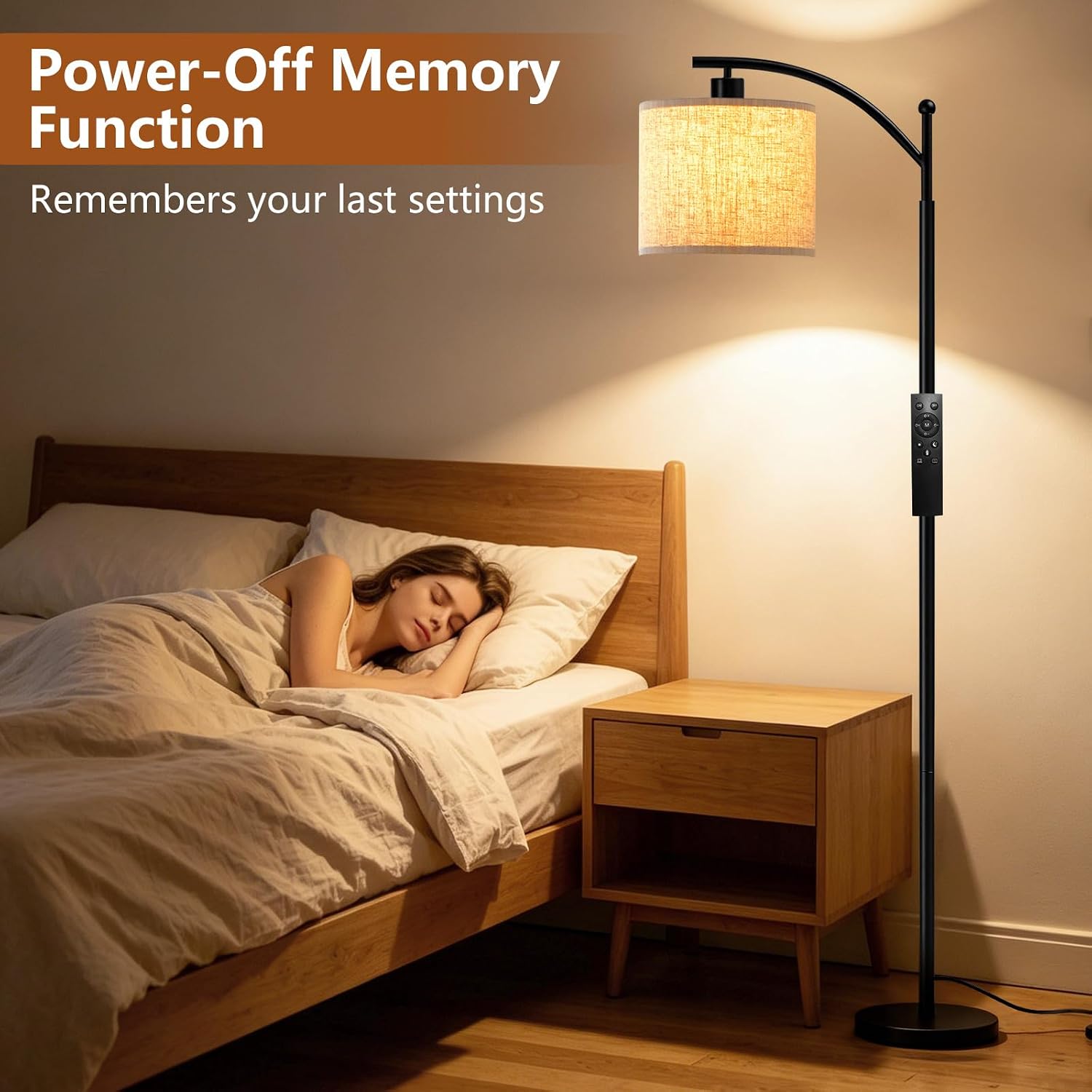 Detalle de SANGFOR XLGZ-L1-001BK Floor Lamp, Dimmable LED with Linen Shade