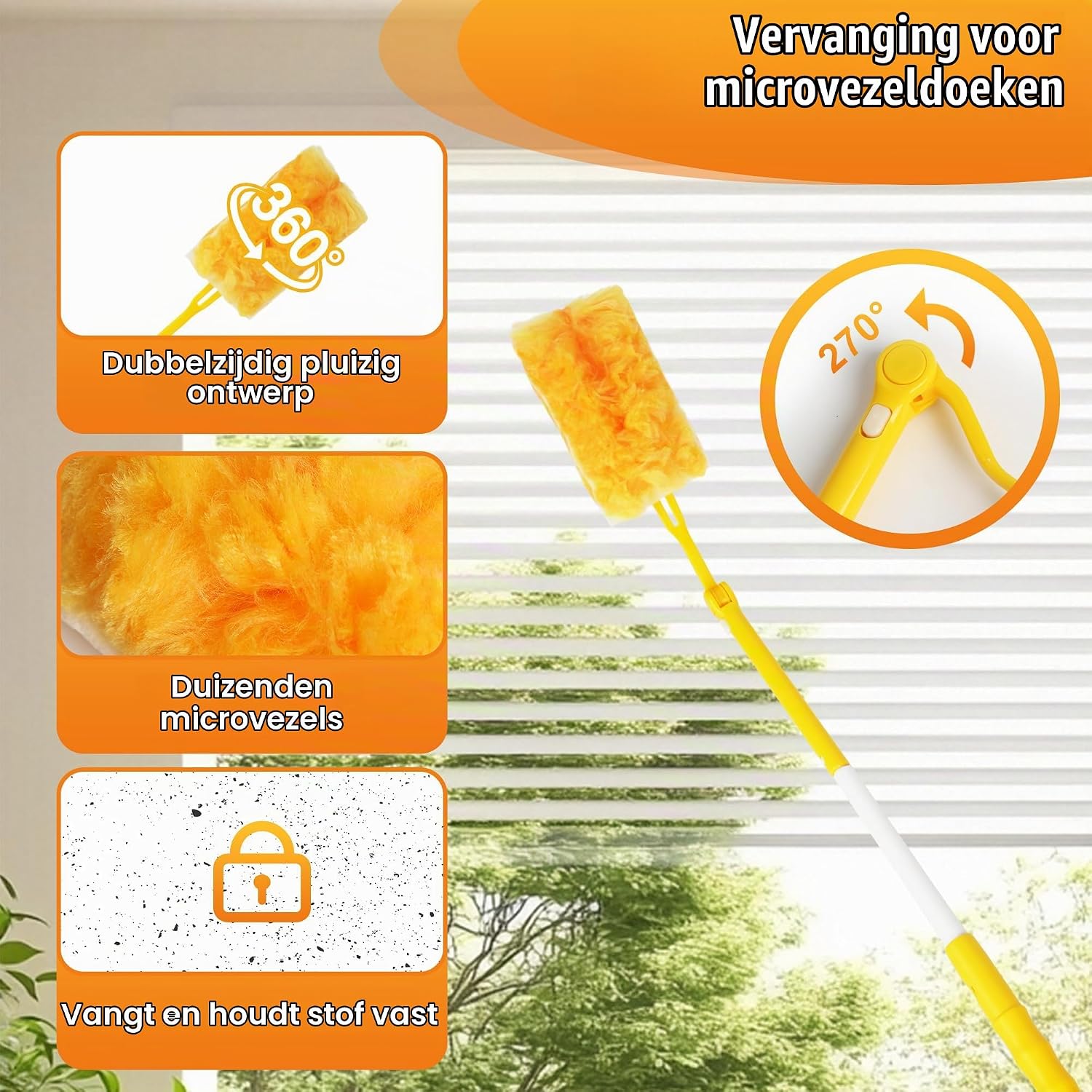 Detalle 2 de LIAILA YB-huangdan plumeau met microvezel, 360° draaibare kop en telescoopsteel