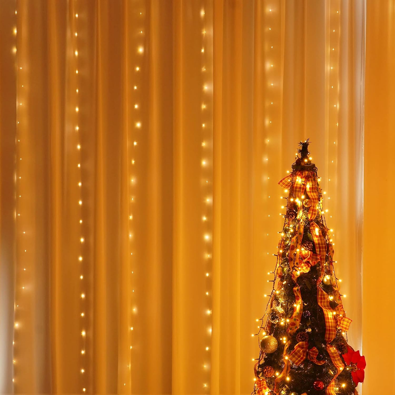 Thumbnail 4 de Dazzle Bright 300 LED Curtain String Lights, Warm White, 8 Modes, USB