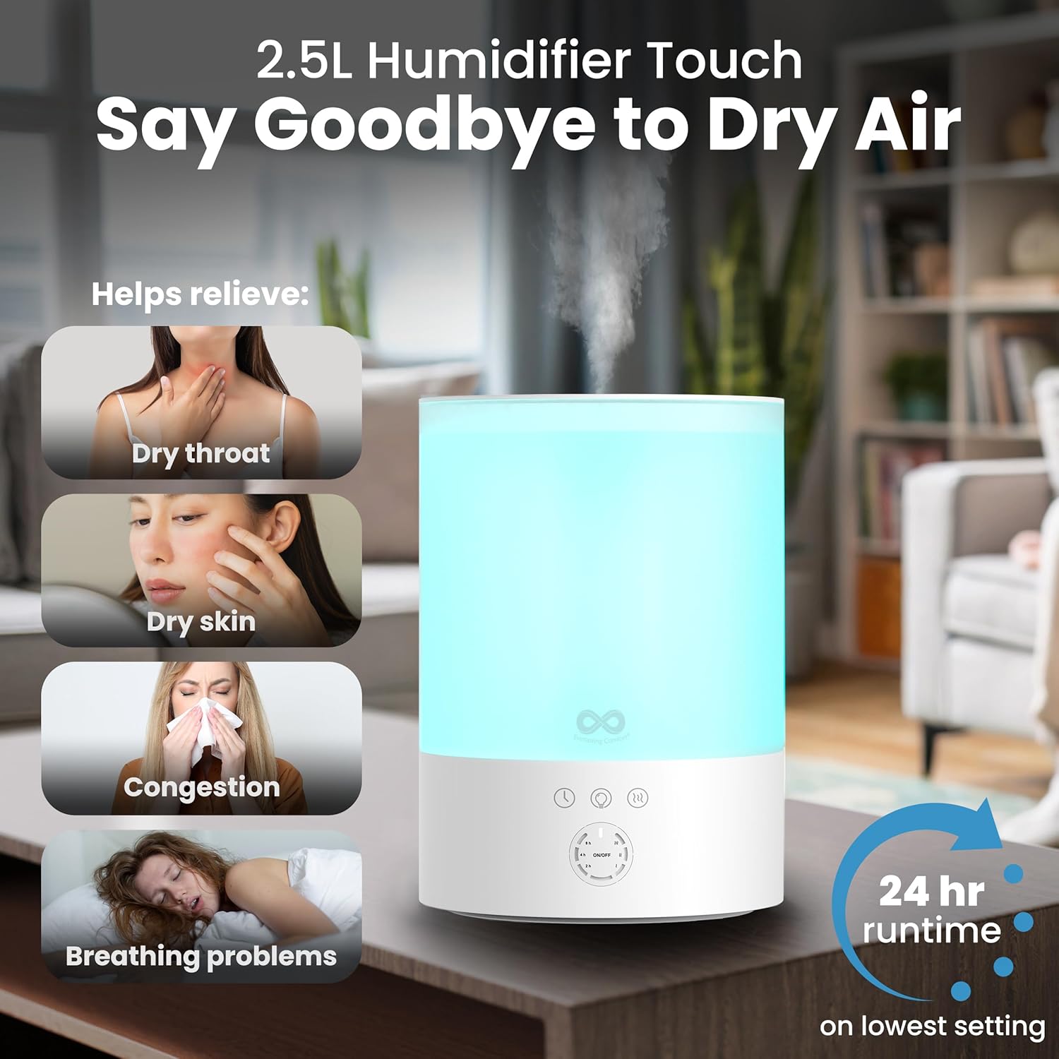 Detalle 2 de Everlasting Comfort 2.5L Top Fill Humidifier for Bedroom 💧