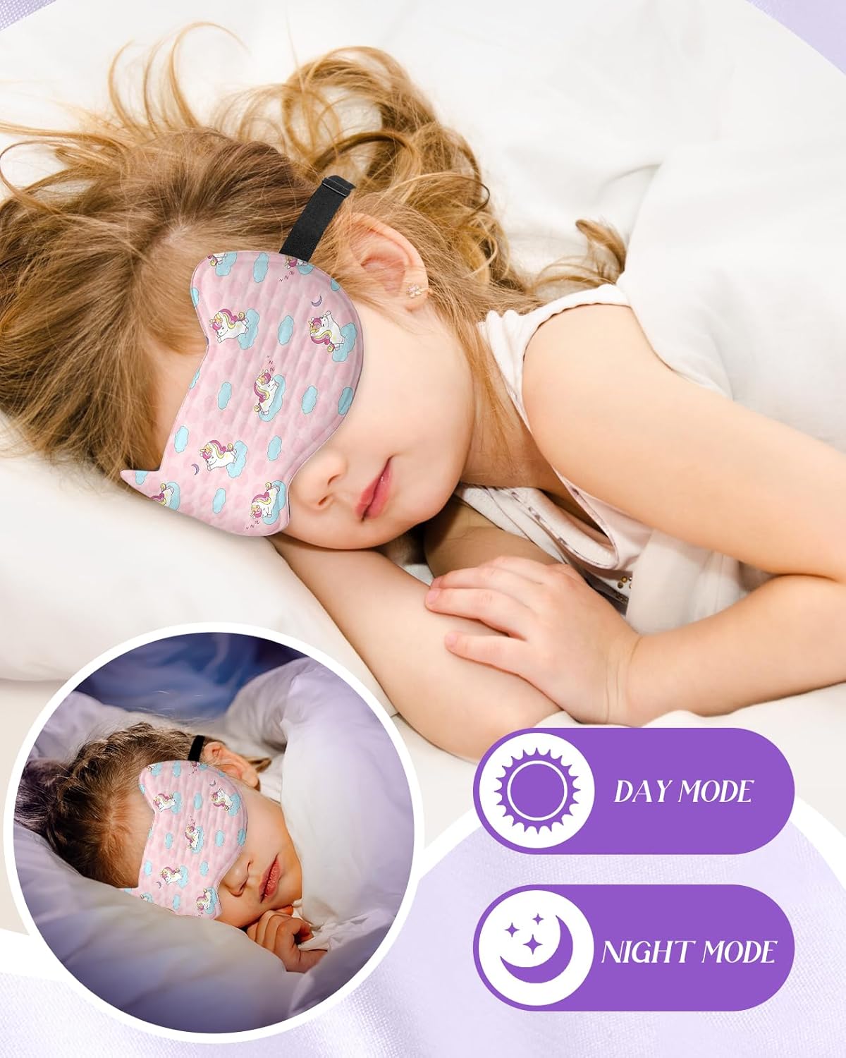 Detalle de Miss Adola Kids Sleep Mask – 3D Contoured Cat-Ear Eye Mask with Adjustable Strap