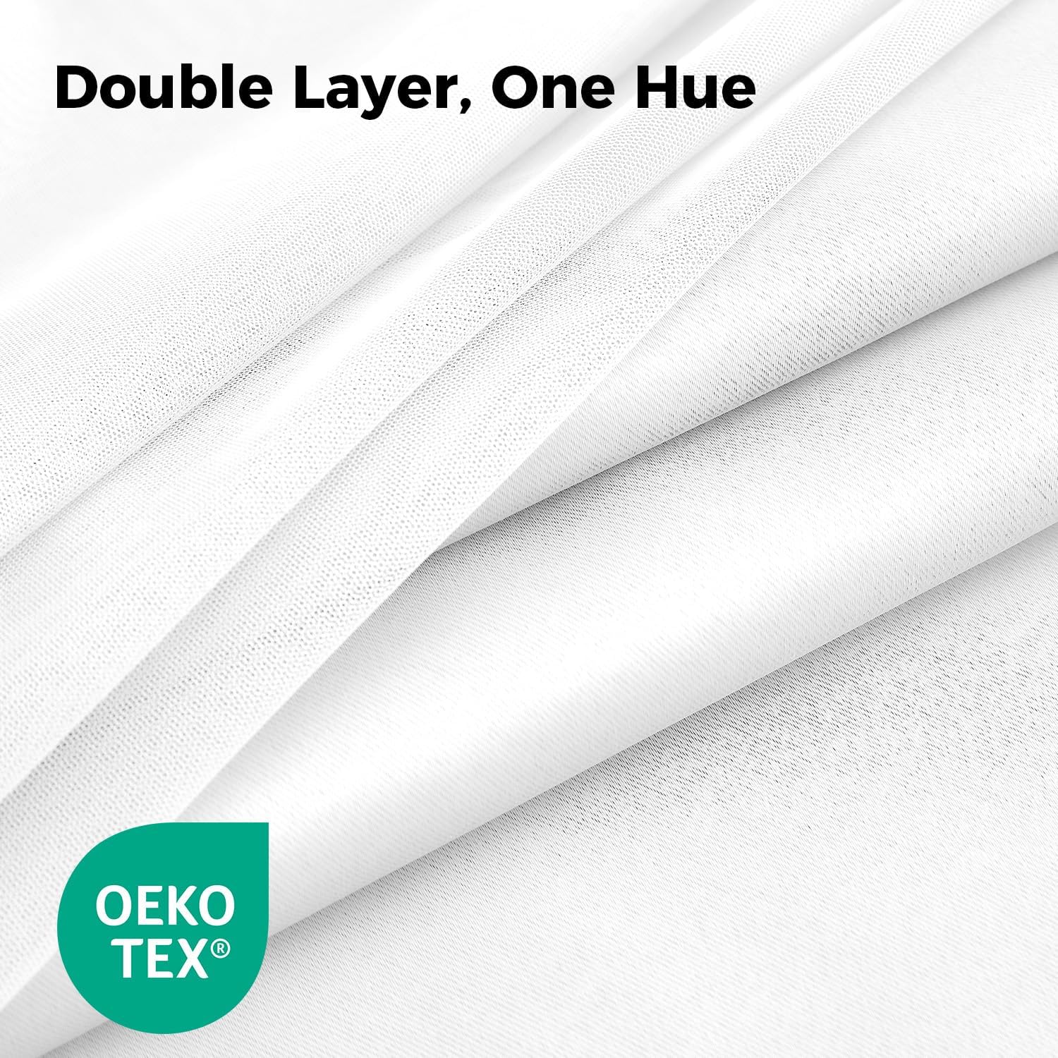 Detalle 2 de Swandream Double Layer Blackout Curtains, White, 52" x 84", 2 Panels