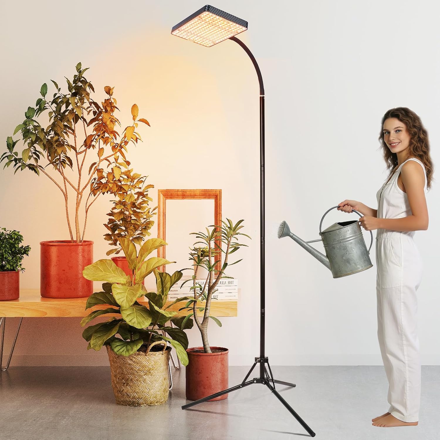 Detalle 2 de FECiDA Zinqolay Standing Grow Light, Adjustable 24–76" Stand, 5-Mode Timer